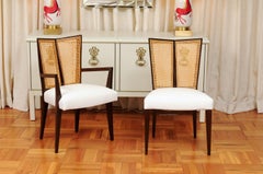 Breathtaking Set of 10 Modern V-Back Cane Chairs by Michael Taylor, circa 1960