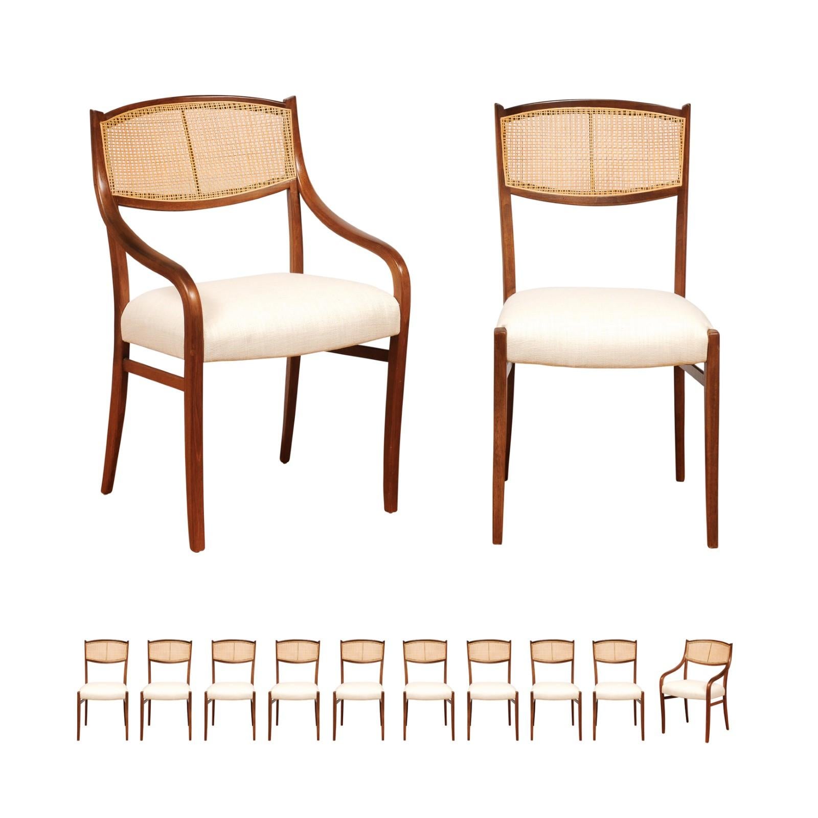 Ensemble époustouflant de 12 chaises de salle à manger en noyer par Barney Flagg, vers 1960 en vente 11
