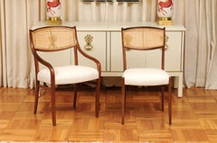 Set mozzafiato di 12 sedie da pranzo in canna di noce di Barney Flagg, circa 1960