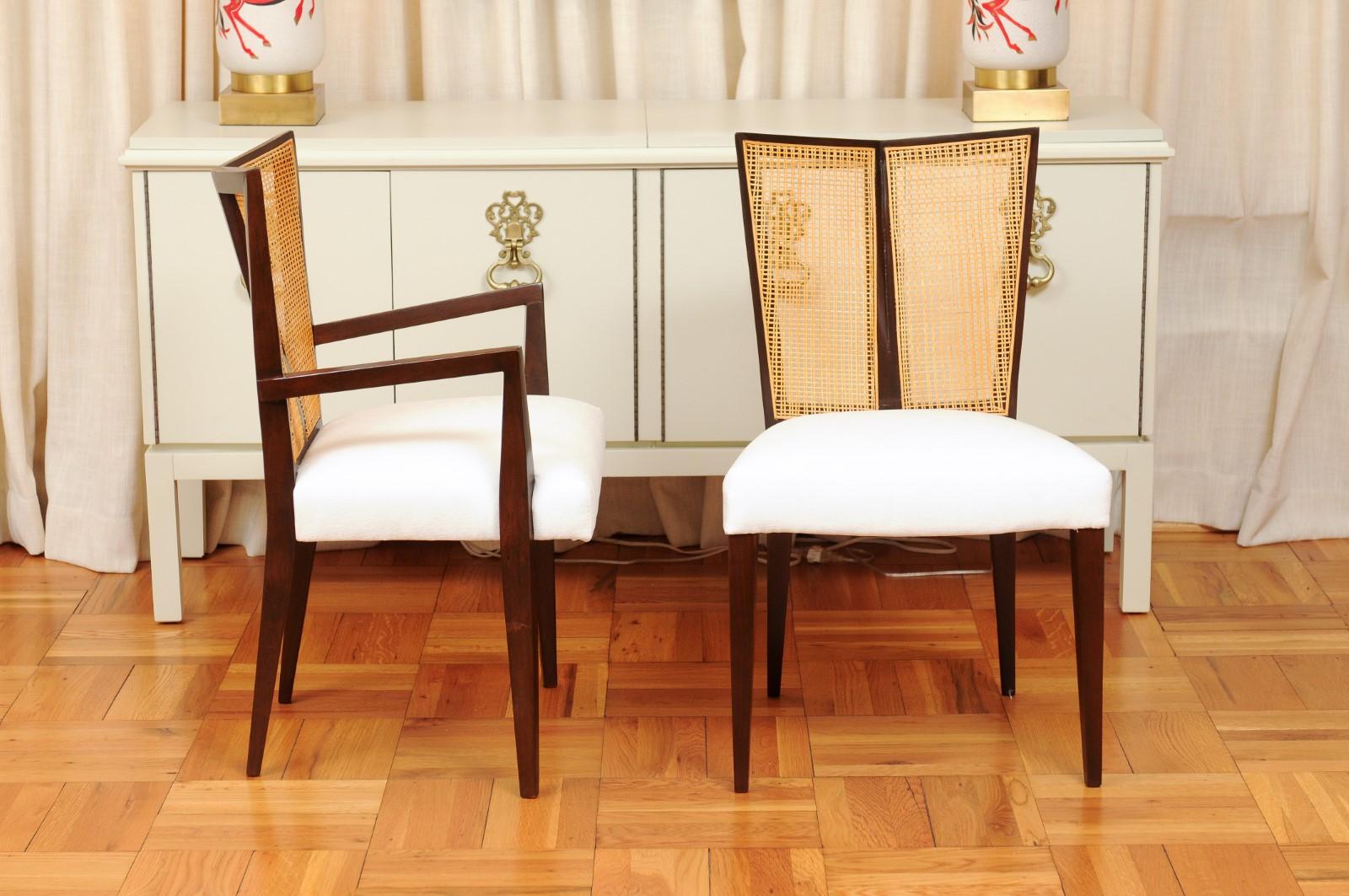 Canne Magnifique ensemble de 14 chaises modernes en rotin à dossier en V de Michael Taylor, datant d'environ 1960 en vente