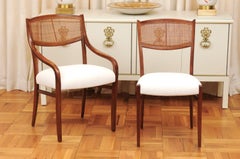 Set mozzafiato di 14 sedie da pranzo in canna di noce di Barney Flagg, circa 1960