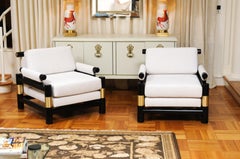 Breathtaking Set of 4 Modern Floating Pagoda Club Chairs by Baker, circa 1980