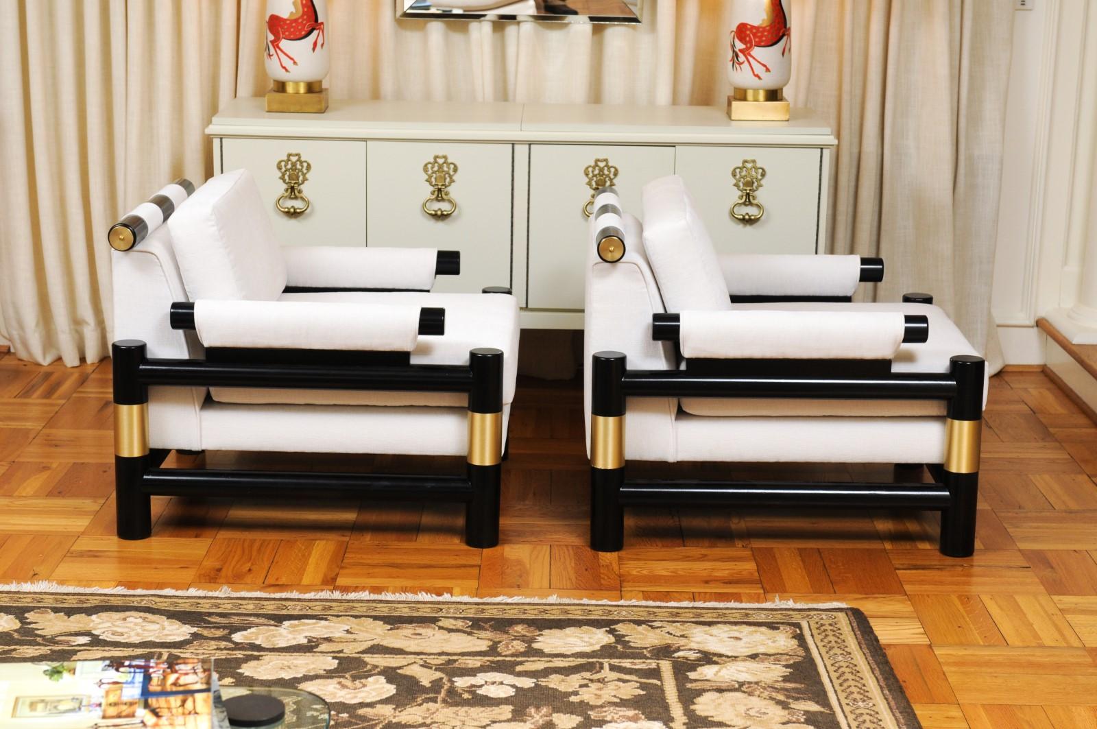 Laiton Ensemble époustouflant de 4 fauteuils club flottants The Moderns Pagoda par Baker, circa 1980 en vente