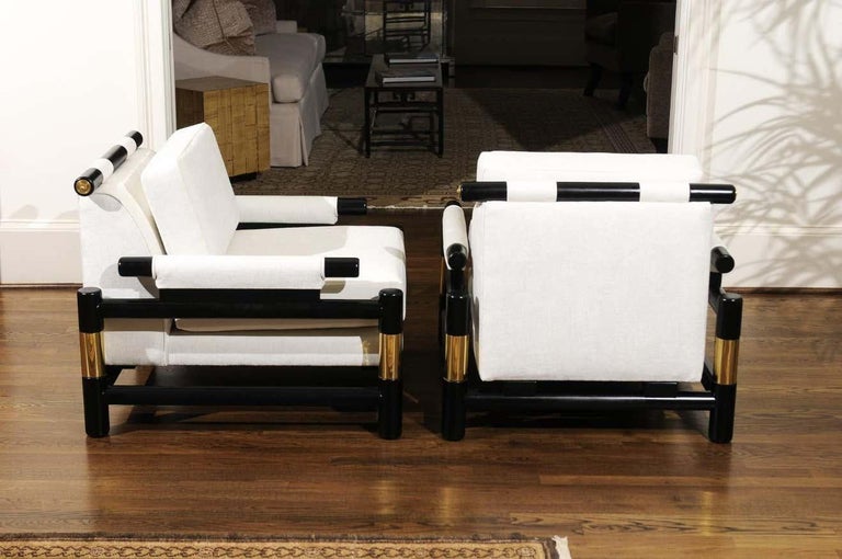 Breathtaking Set of 4 Modern Floating Pagoda Club Chairs by Baker, circa 1980 For Sale 2