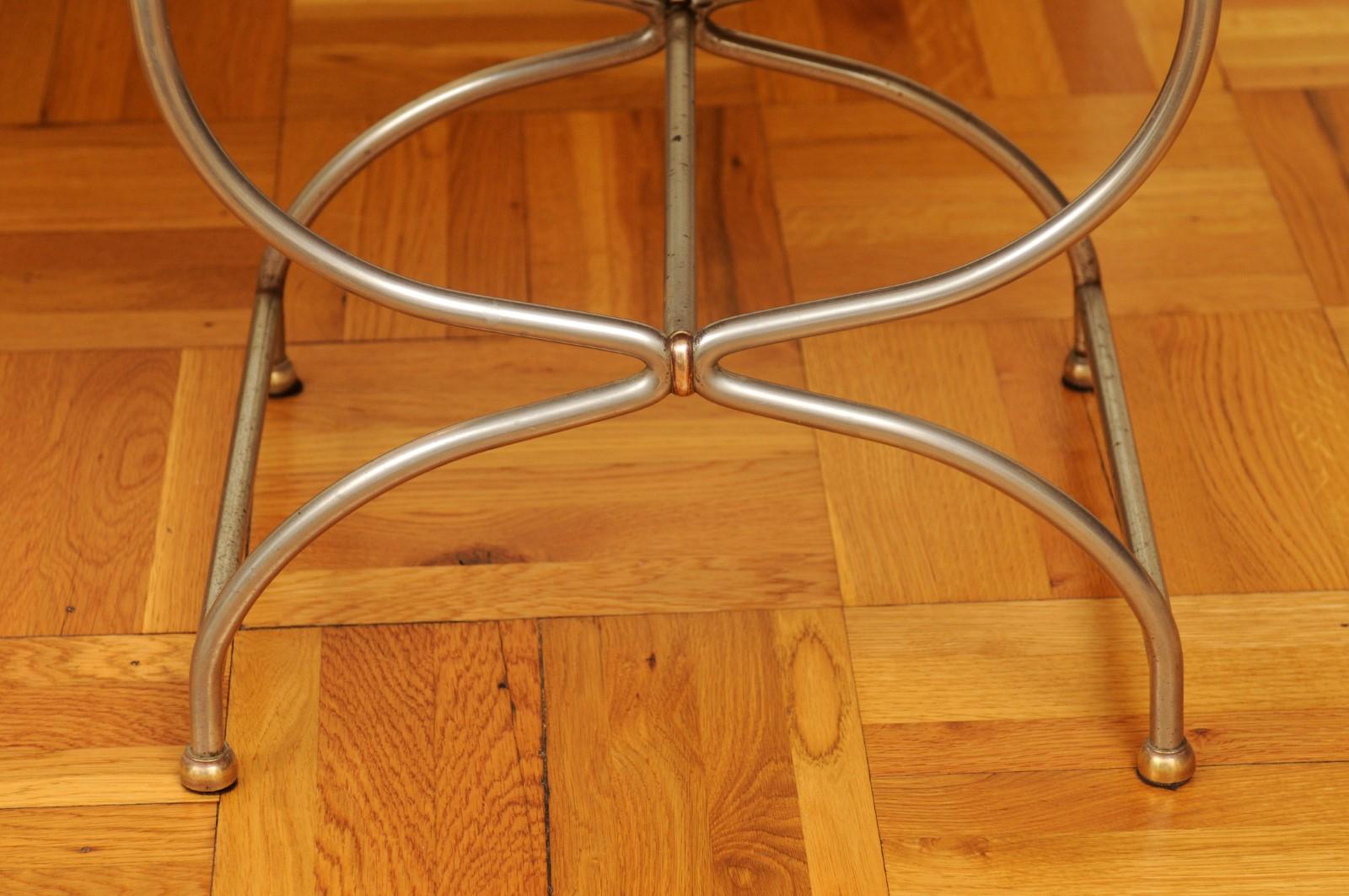 Breathtaking Set of 6 Polished Steel and Brass Chairs by Maison Jansen, 1965 For Sale 10