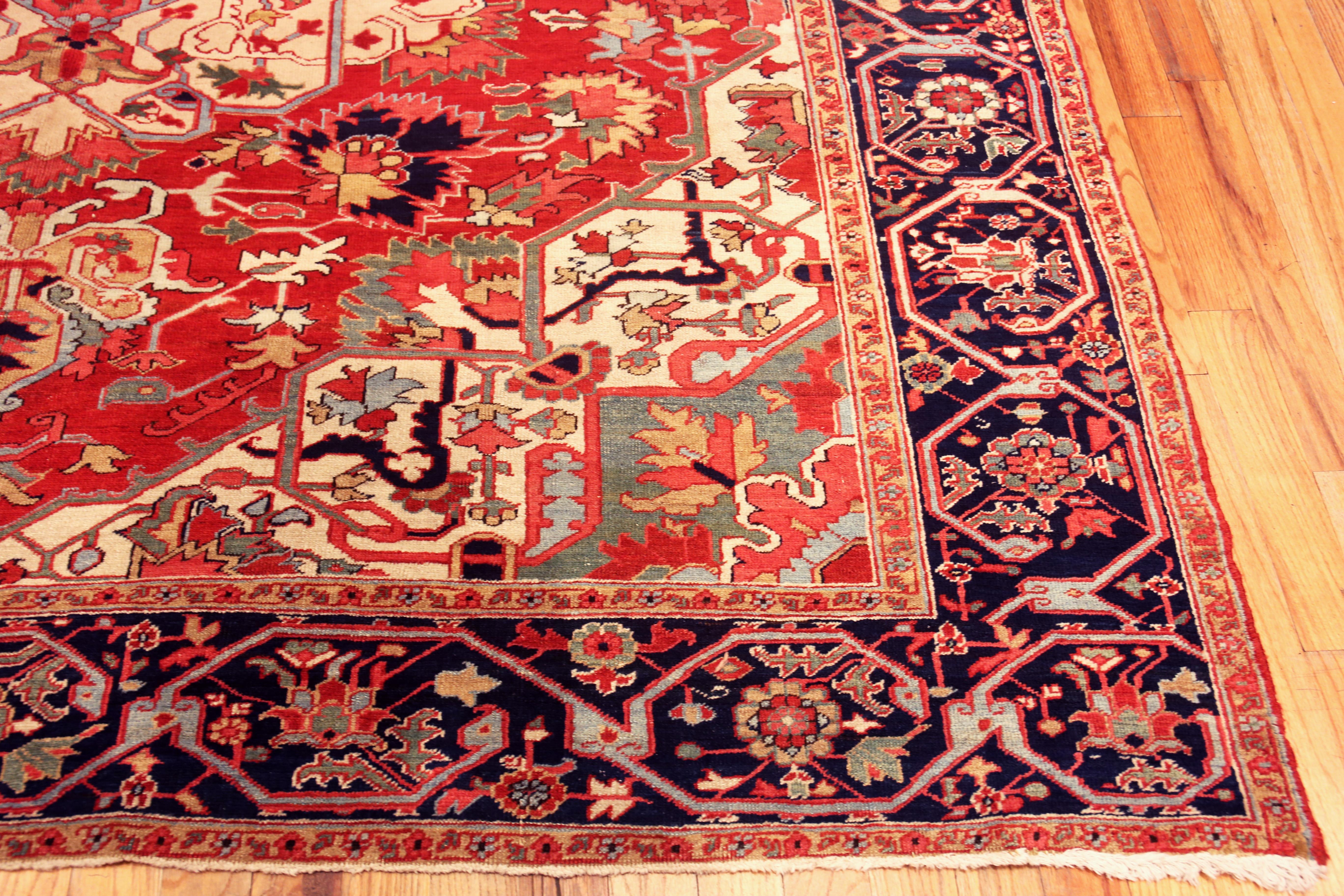 Breathtaking Square Antique Persian Serapi Area Rug, Country of origin: Persian Rugs, Circa date: 1900


