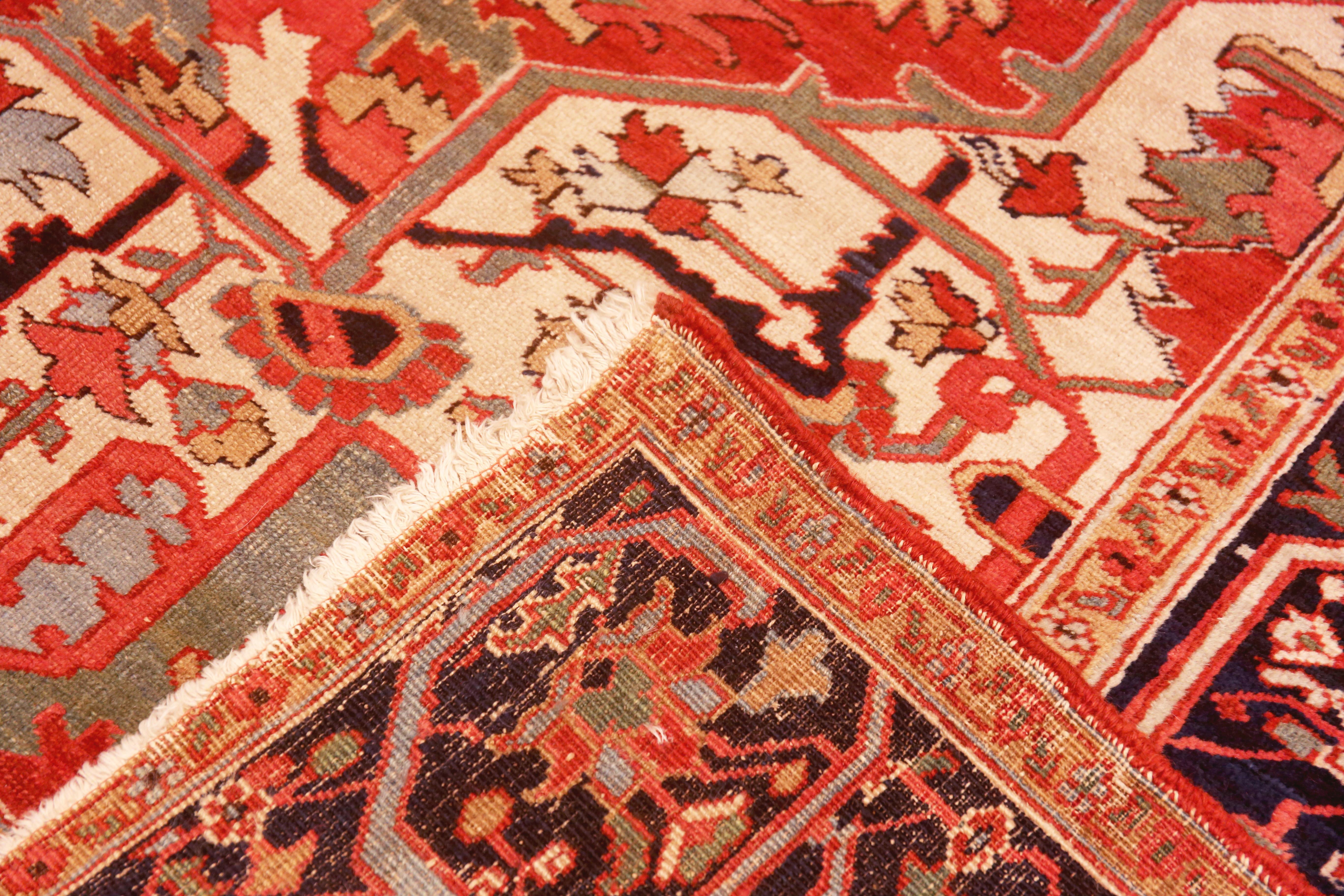Wool Breathtaking Square Antique Persian Serapi Area Rug 9'1