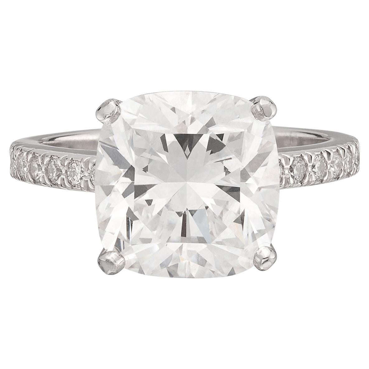 Breathtaking Tiffany & Co. 4.05ct Cushion Cut Diamond Ring