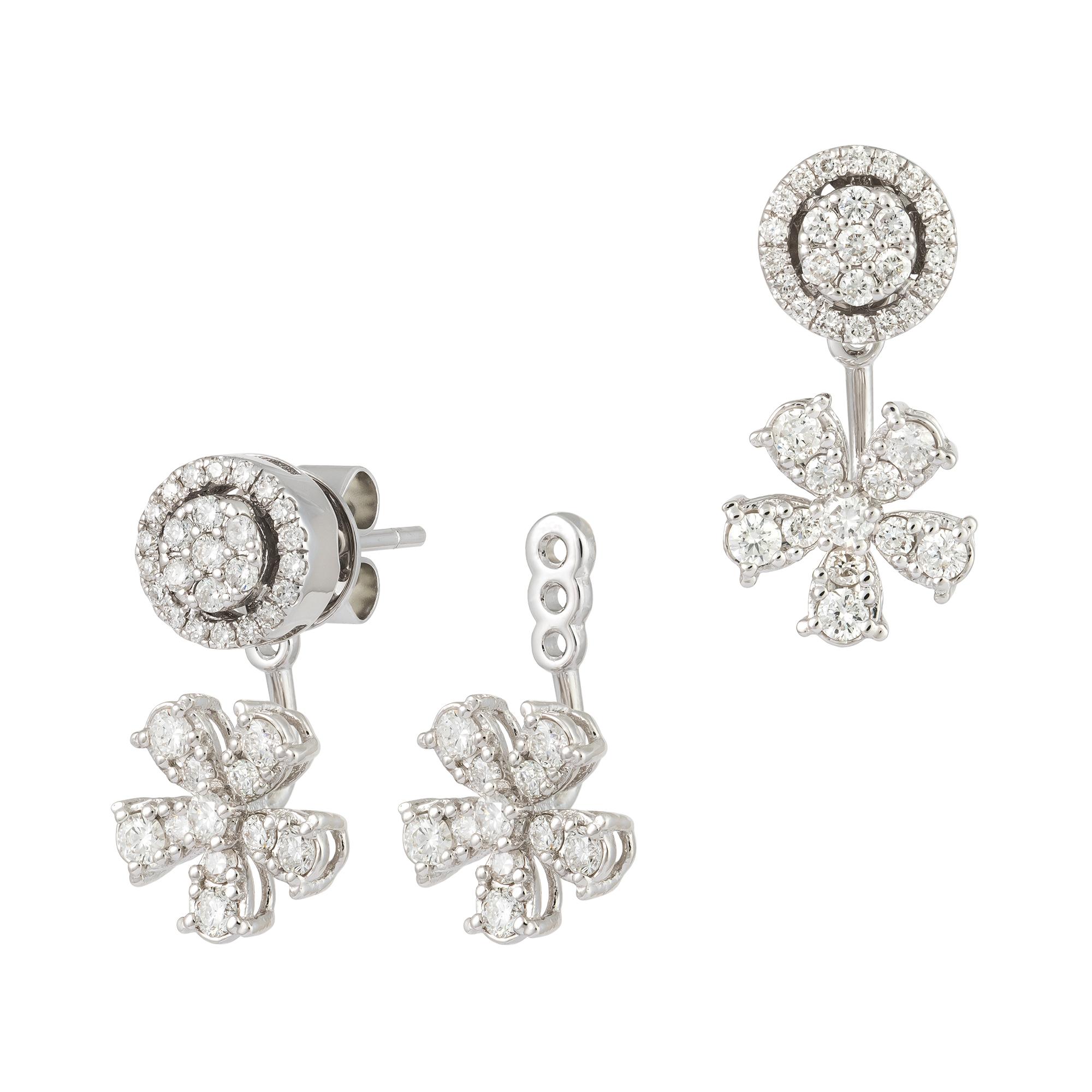 Women's Breathtaking White Gold 18K Earrings Diamond for Her For Sale