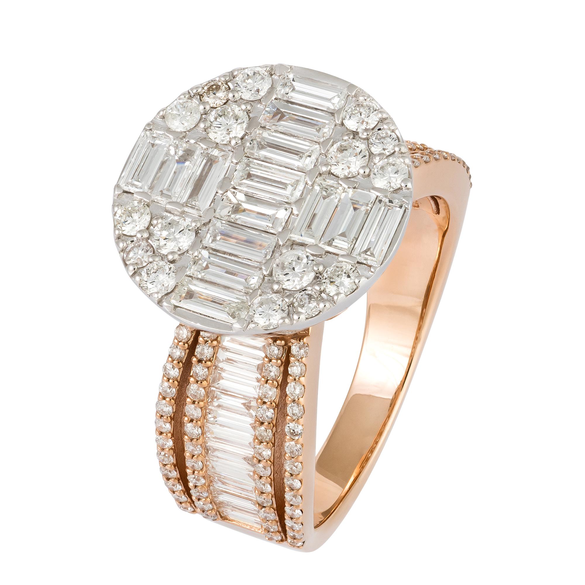 For Sale:  Breathtaking  White Pink 18K Gold White Diamond Ring For Her 2