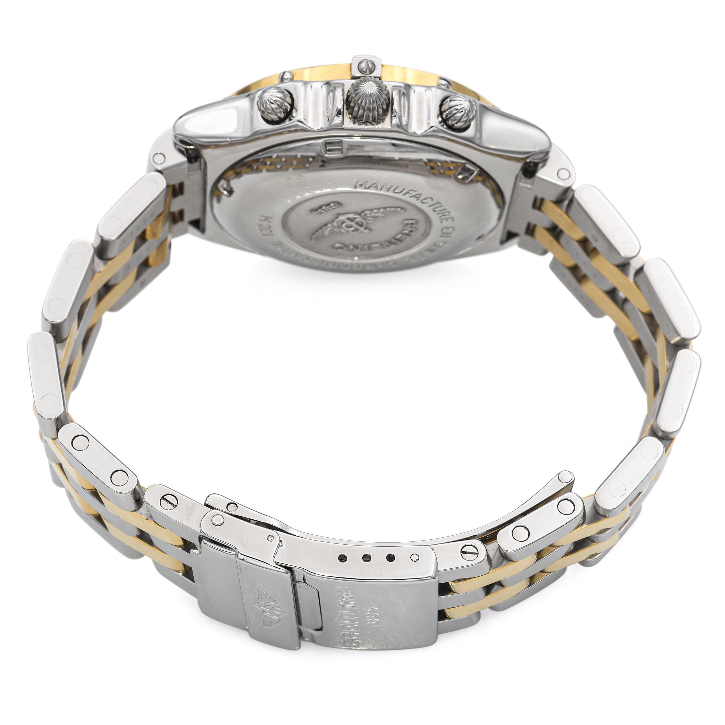 BreBreitling 18K Gold/Stahl Chronomat GT Perlmutt Zifferblatt D13050 Herrenuhr im Angebot 1