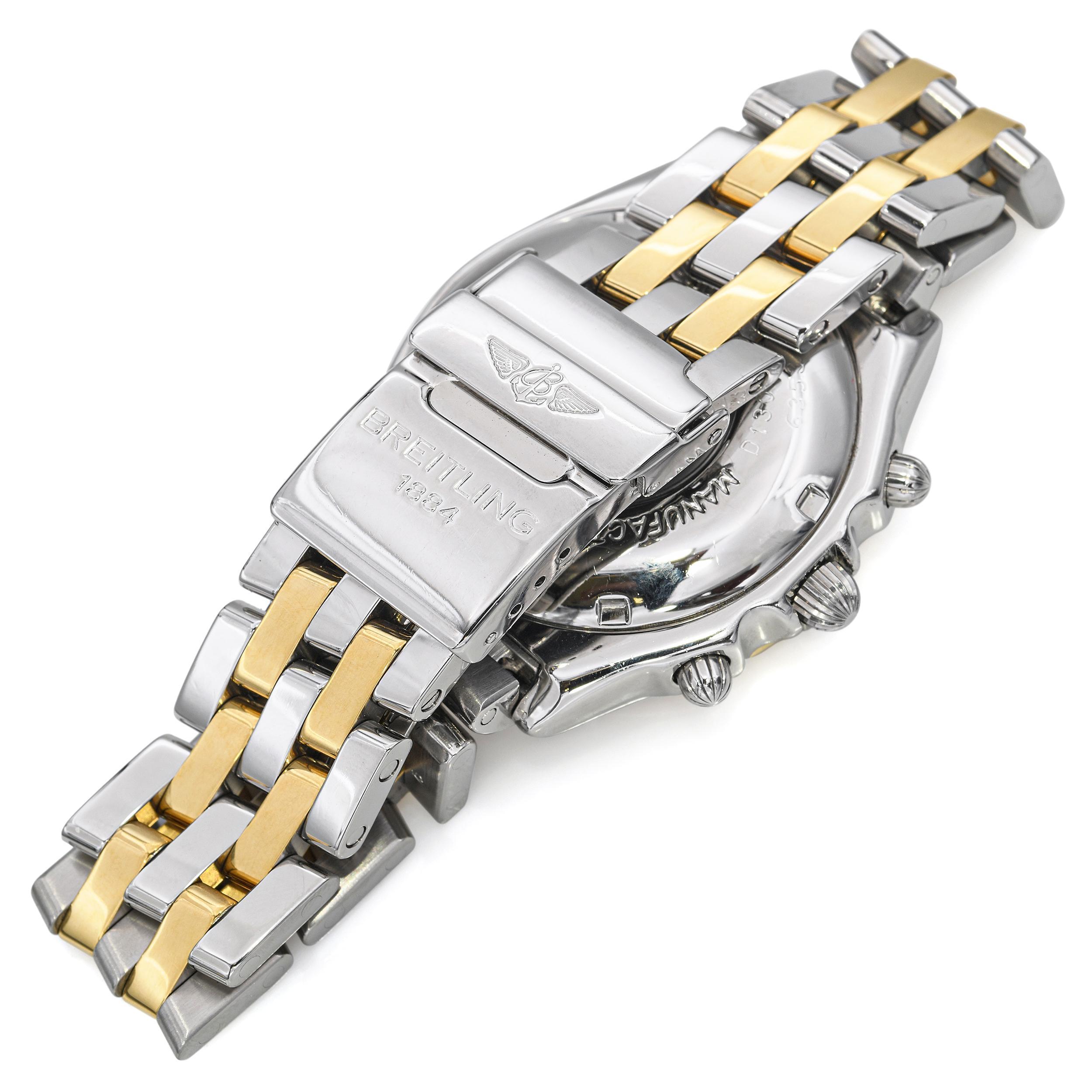 BreBreitling 18K Gold/Stahl Chronomat GT Perlmutt Zifferblatt D13050 Herrenuhr im Angebot 2