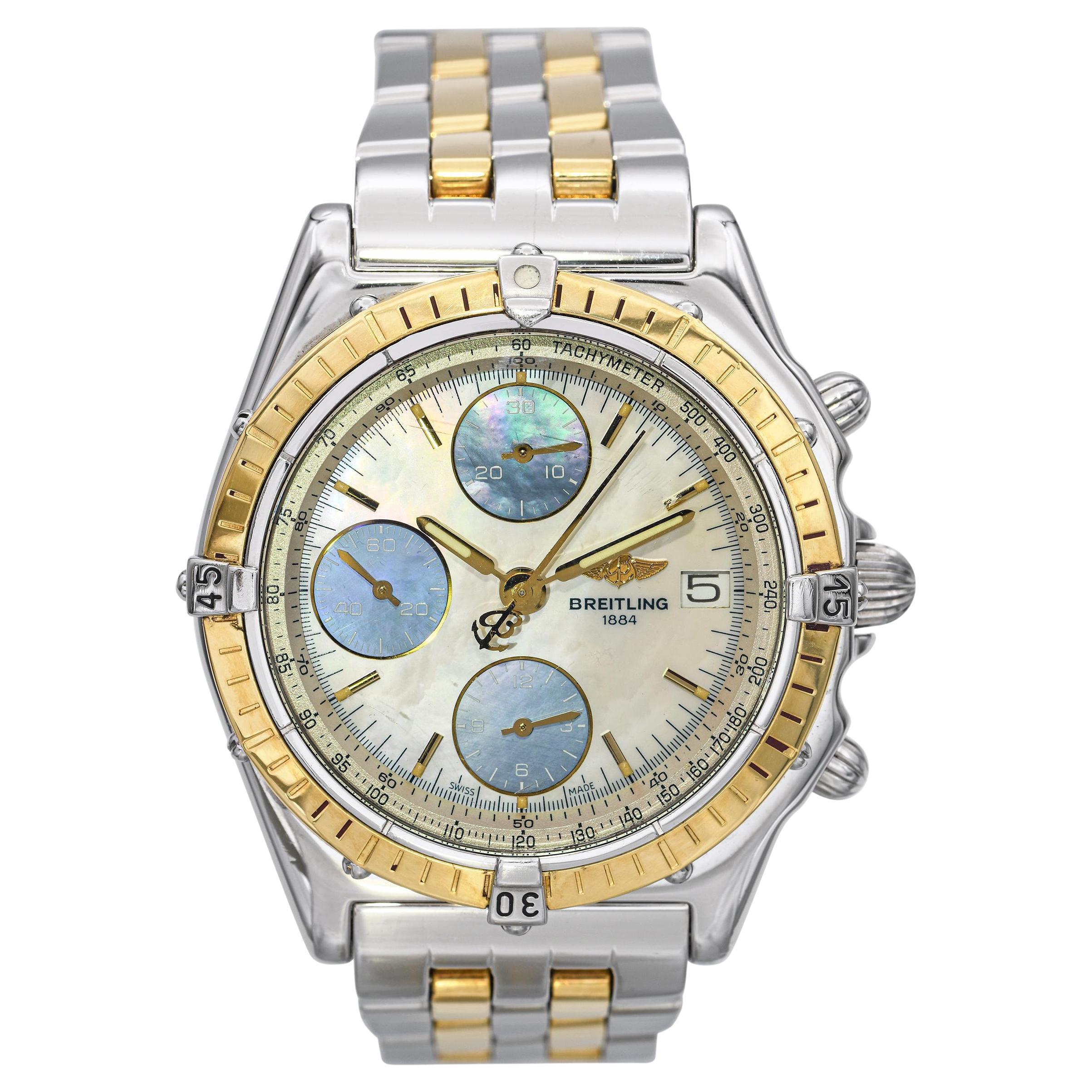 BreBreitling 18K Gold/Stahl Chronomat GT Perlmutt Zifferblatt D13050 Herrenuhr im Angebot