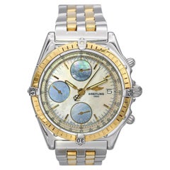 BreBreitling 18K Gold/Steel Chronomat GT Mother Of Pearl Dial D13050 Men's Watch