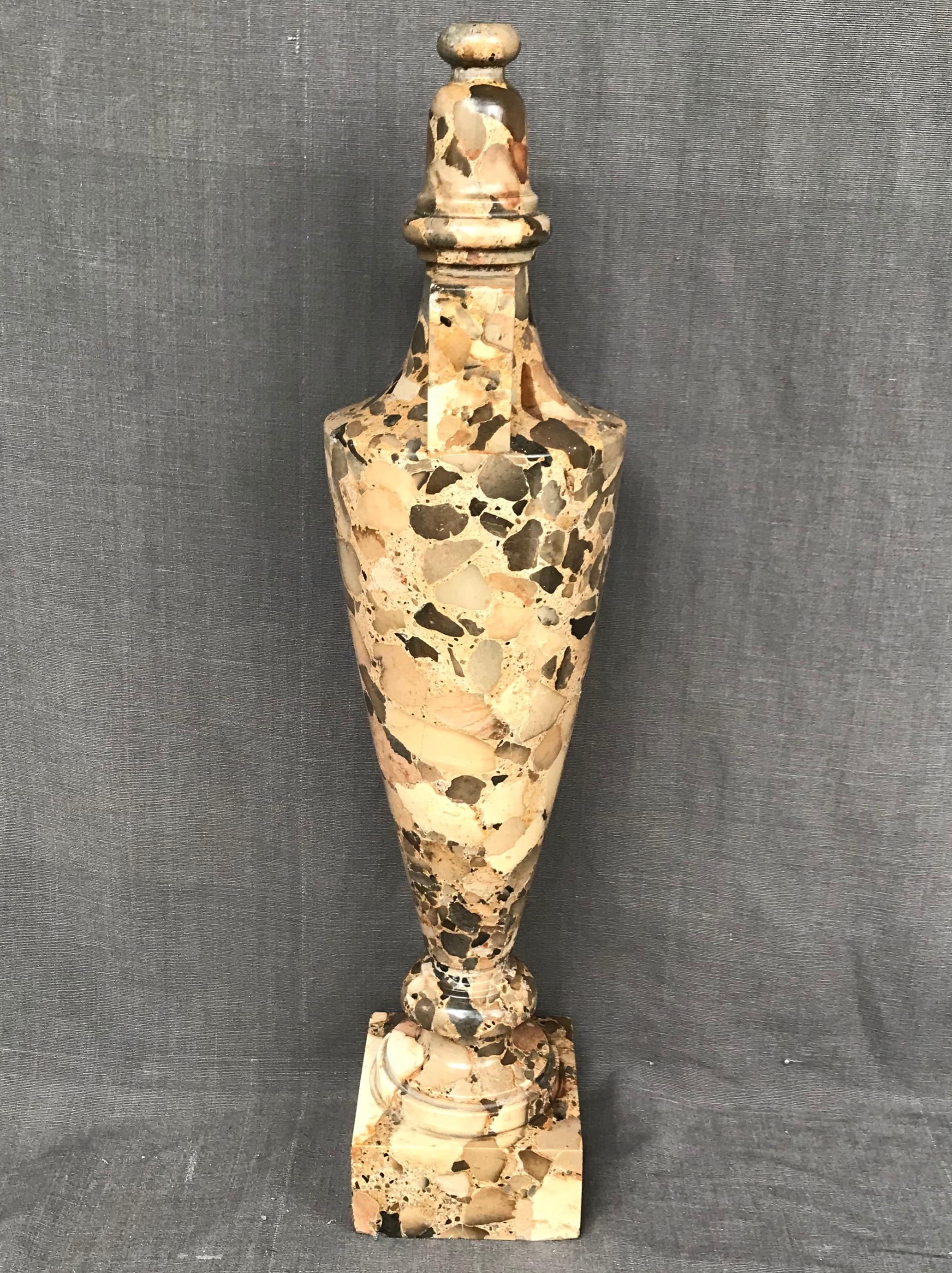 Italian Breccia Marble Amphora Urn For Sale