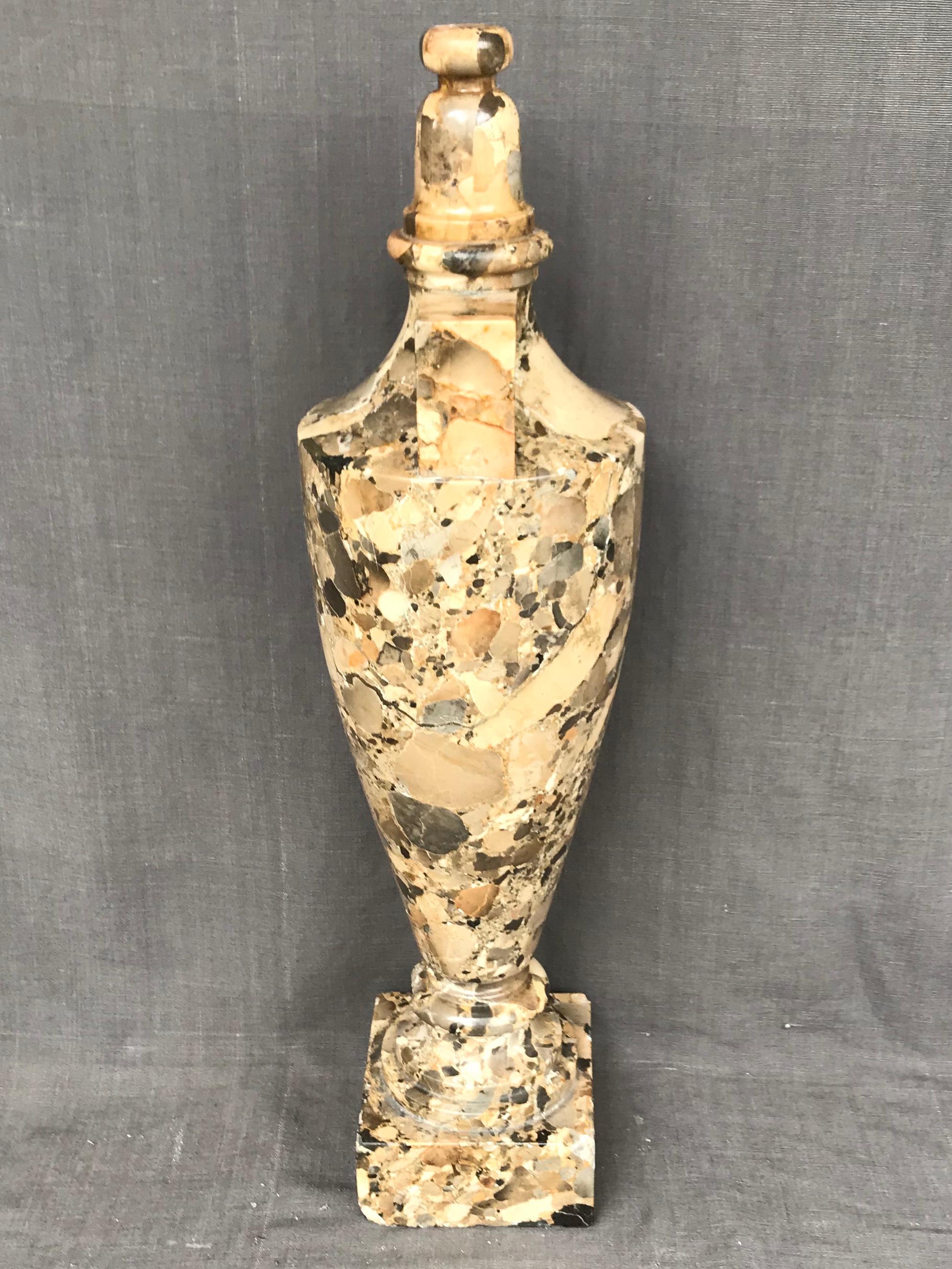 Italian Breccia Marble Amphora Urn For Sale