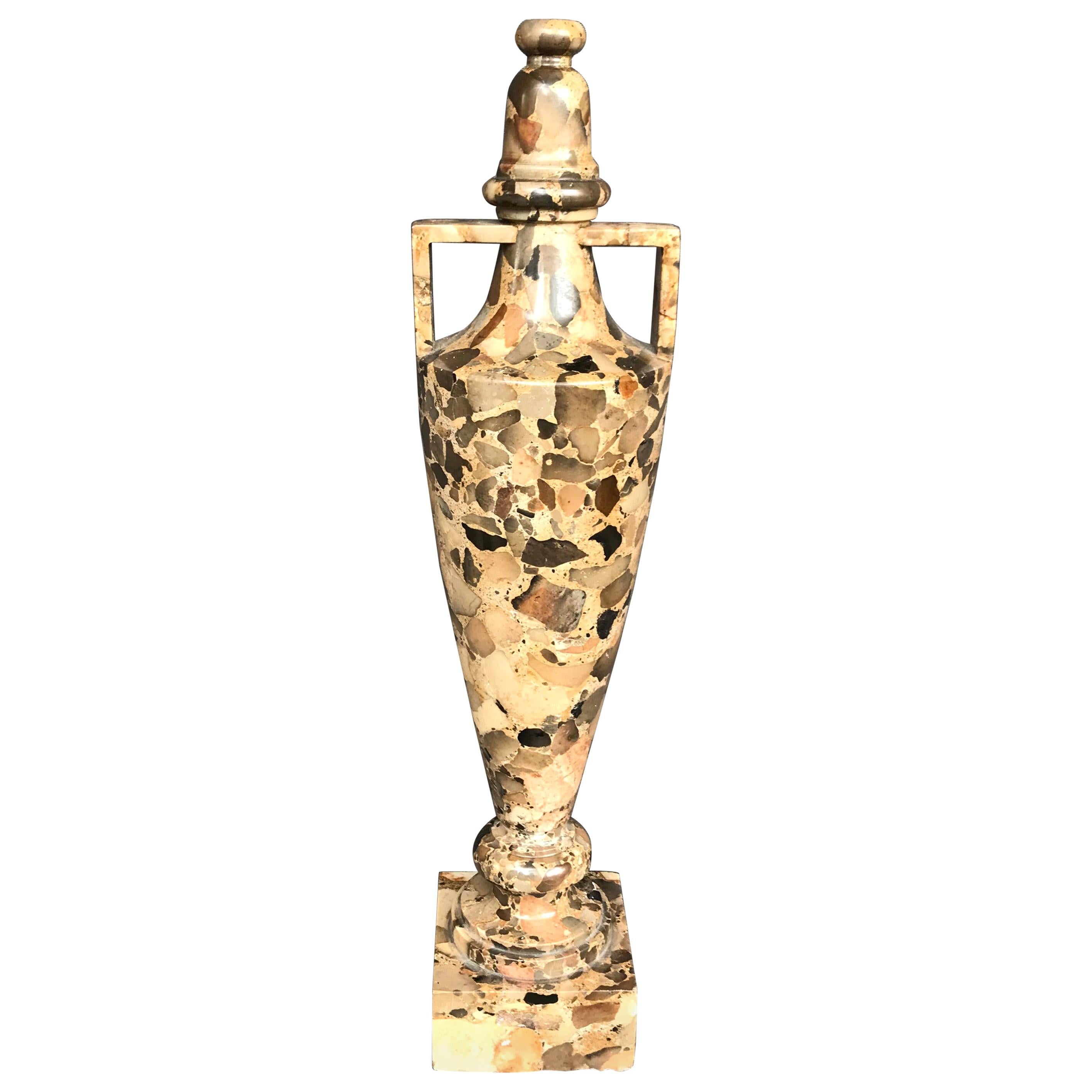 Breccia Marble Amphora Urn For Sale