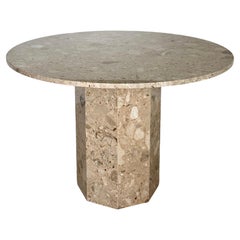 Breccia Marble Ello Round Dining Table Late 20th C Minimalist Maximalist Tan