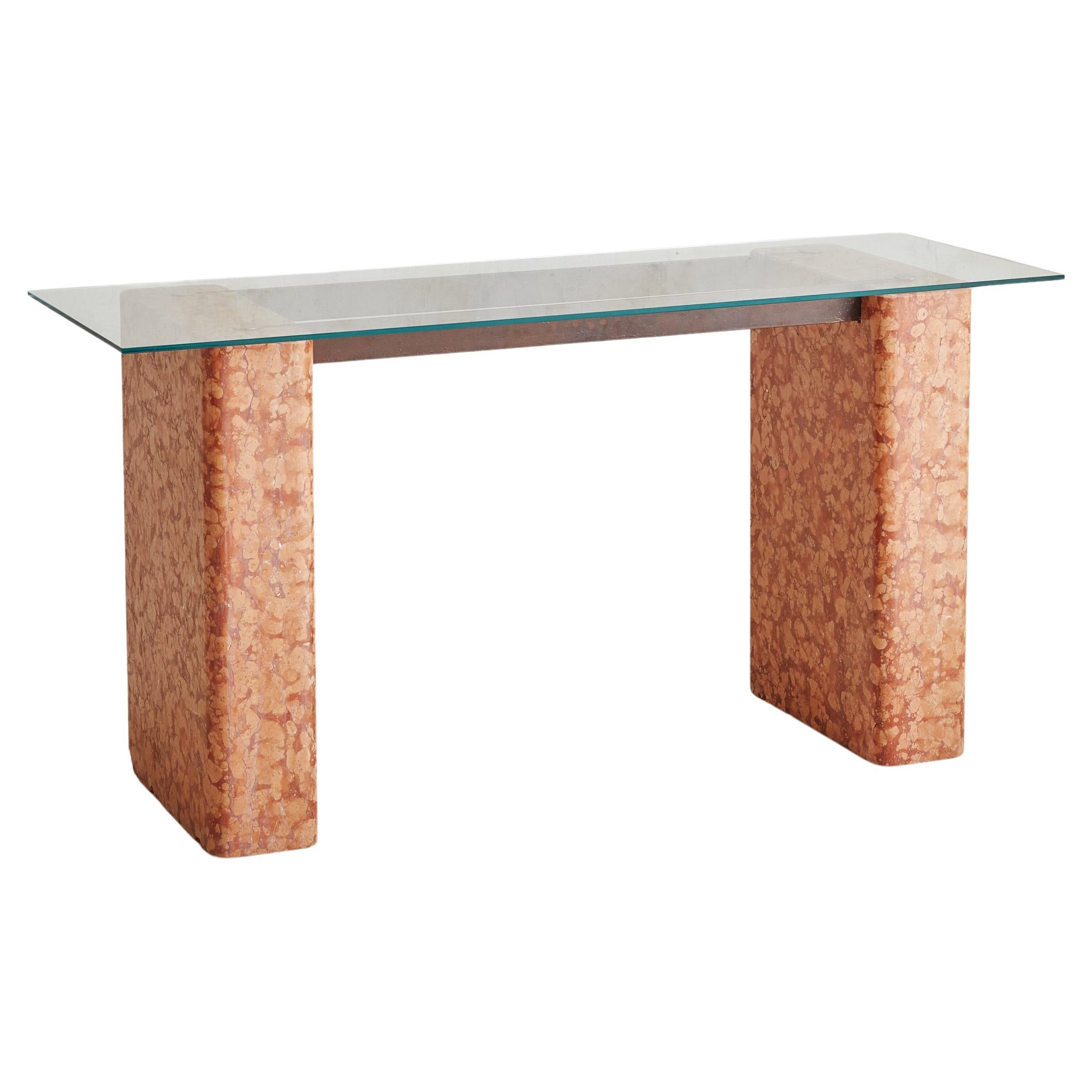 Konsolentisch aus Breccia Pernice-Marmor mit Glasplatte, Italien 1970er Jahre