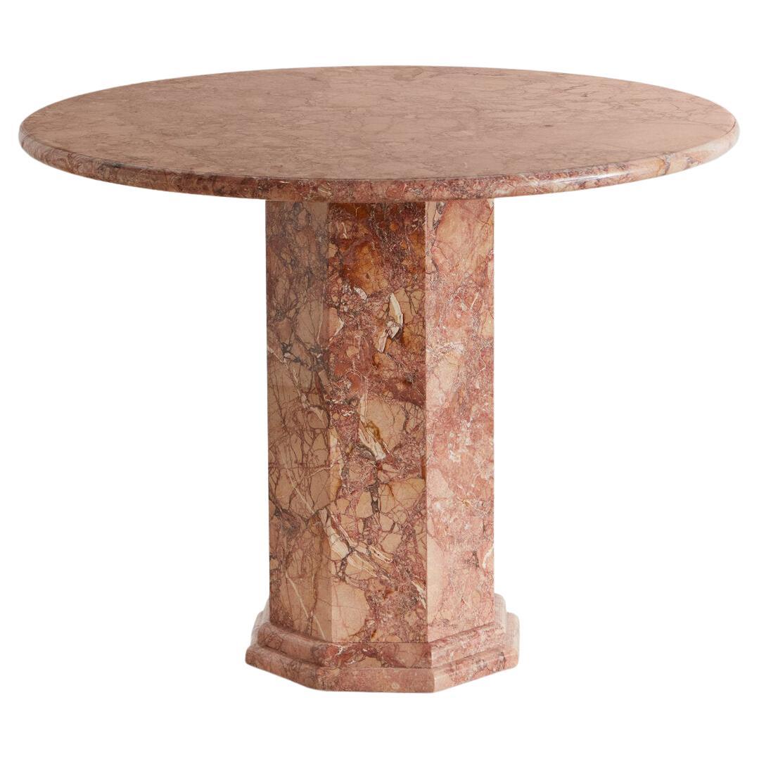 Breccia Pernice Marble Table with Hexagon Mitered Edge Base