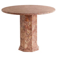 Breccia Pernice Marble Table with Hexagon Mitered Edge Base