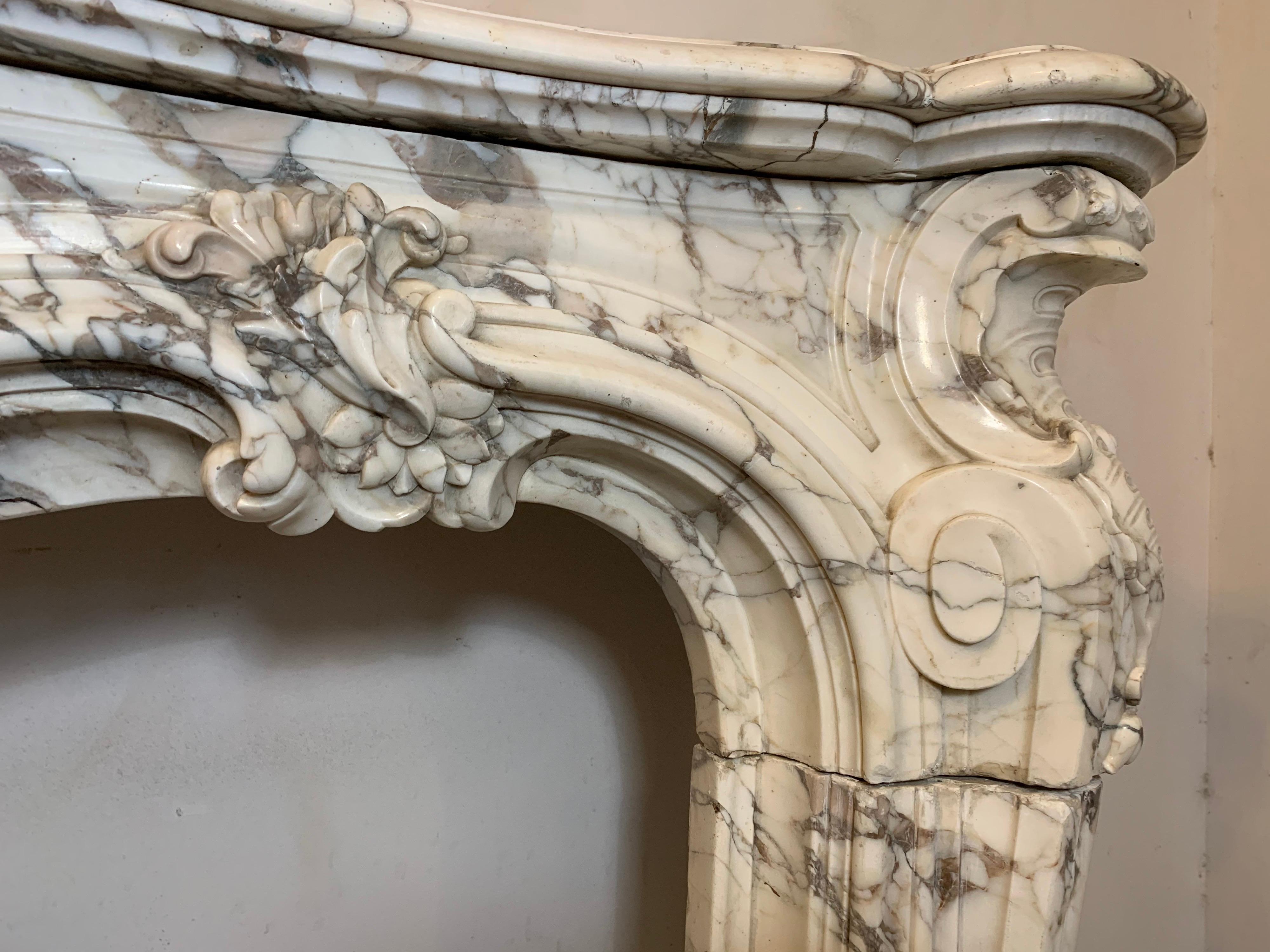 18th Century Breche Marble Fireplace from Italy For Sale 1