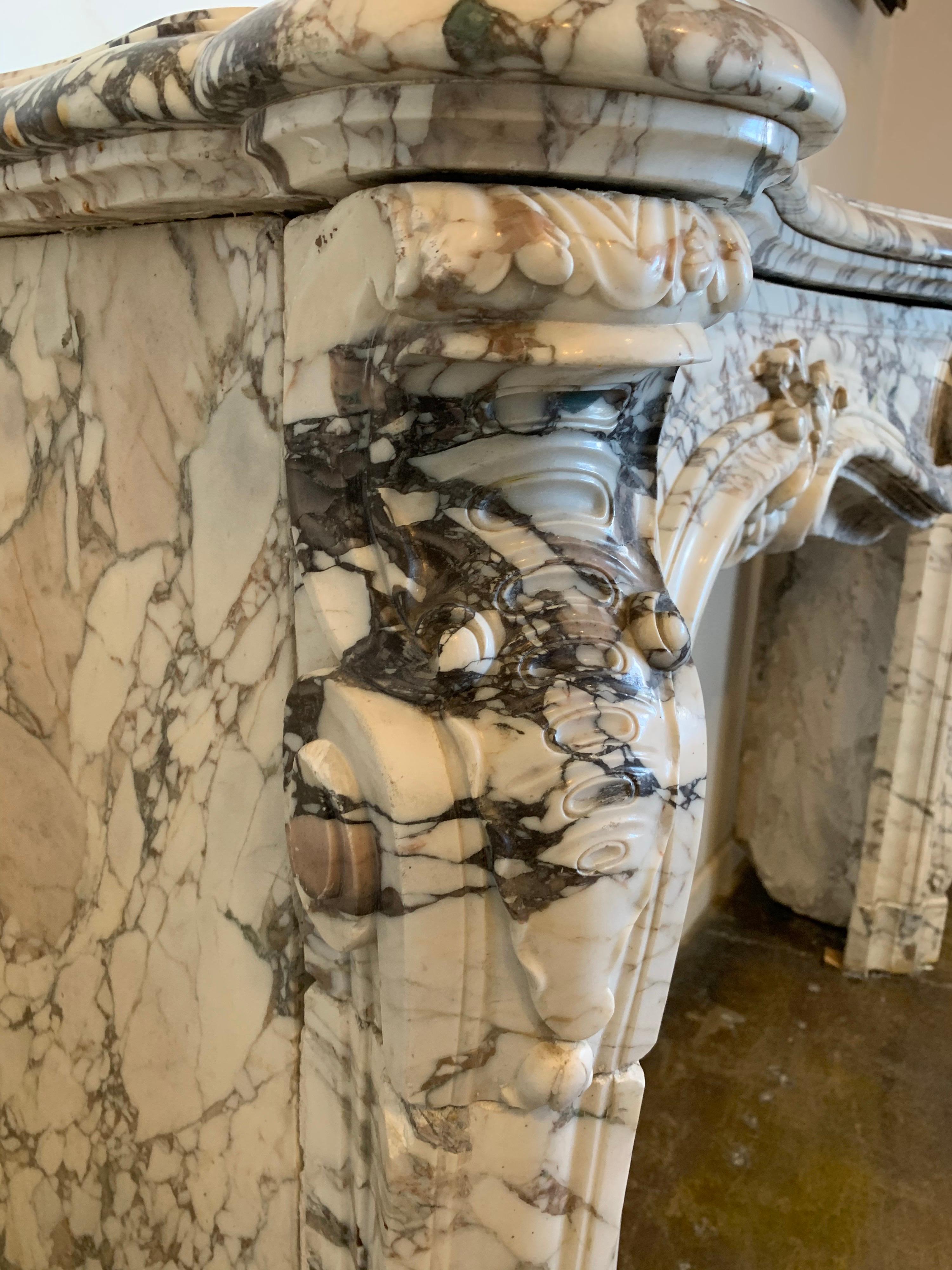 18th Century Breche Marble Fireplace from Italy For Sale 4