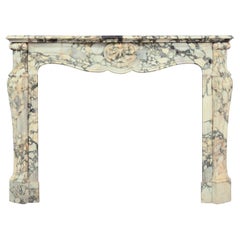 Breche Marble Louis XV Fireplace Mantel