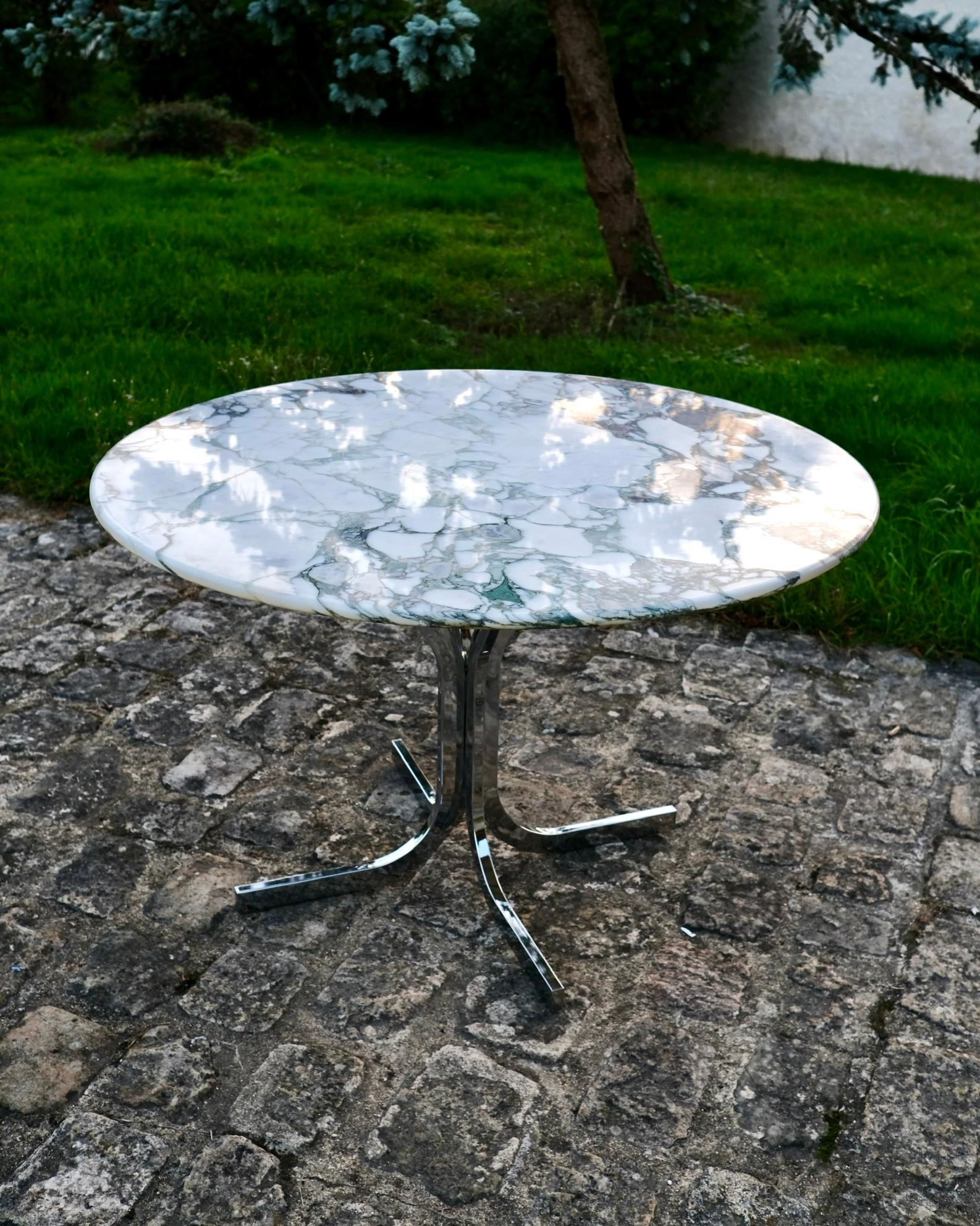 Mesa de comedor de mármol Breche Medici, Italia, años 70 en Bueno estado para la venta en Lyon, FR