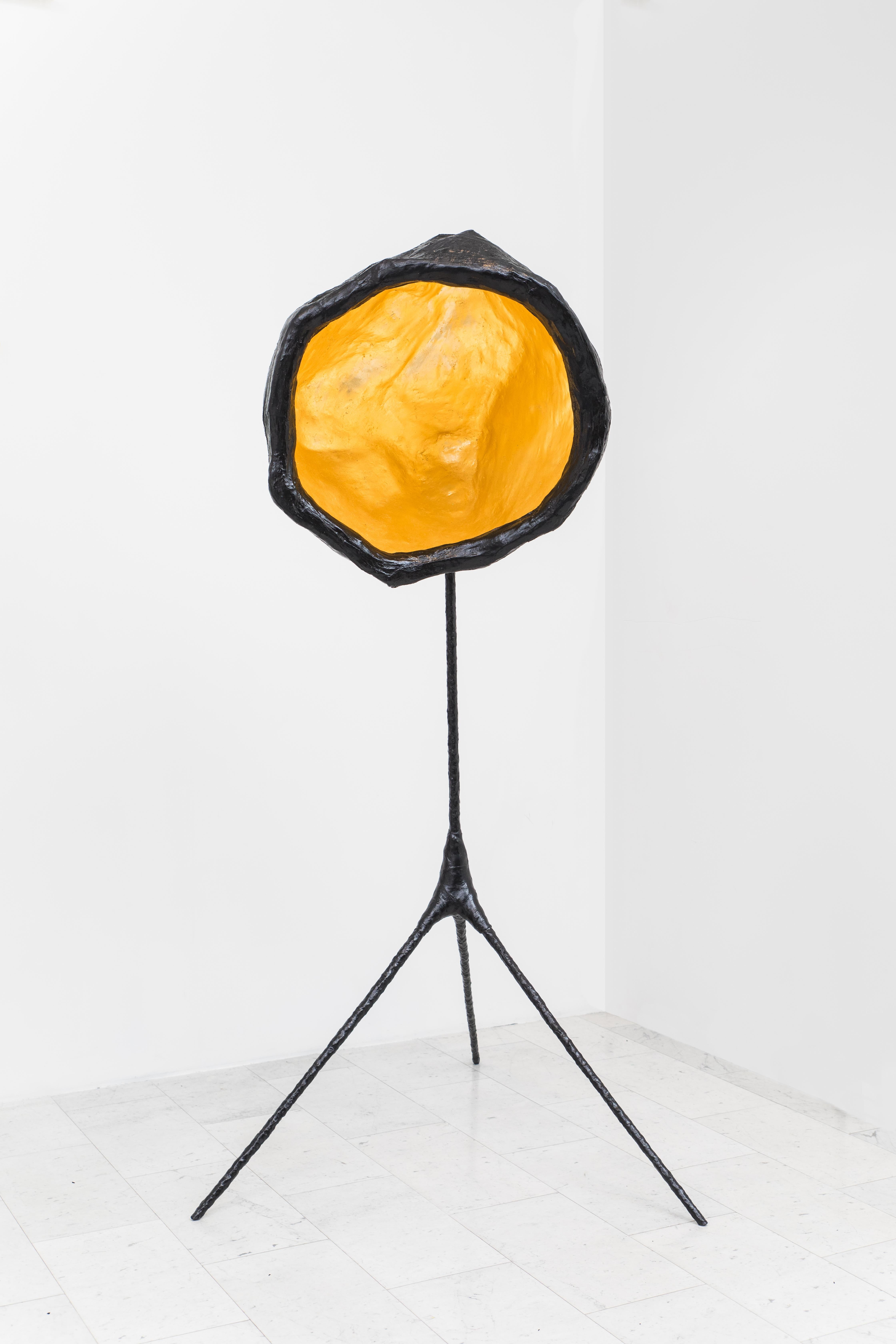 NYC based artist Brecht Gander experiments with unique materials and textures to create bespoke works of functional sculpture.  His commanding Burri Lamp, is an homage to Alberto Burri, an Italian painter and sculptor considered a key figure in