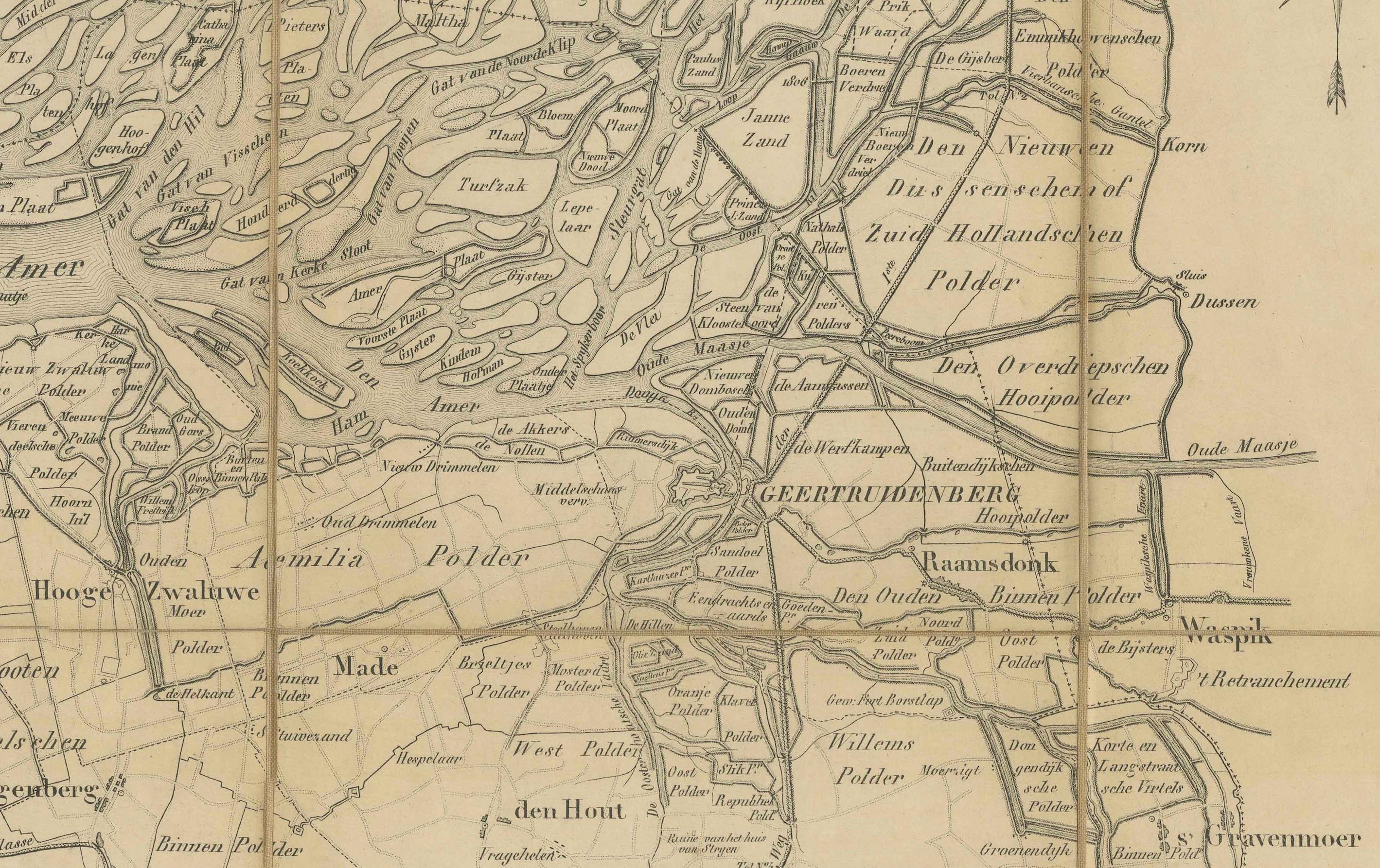 Breda North Brabant Map, Published in 1842 – Antique Dutch Folding Map In Good Condition For Sale In Langweer, NL