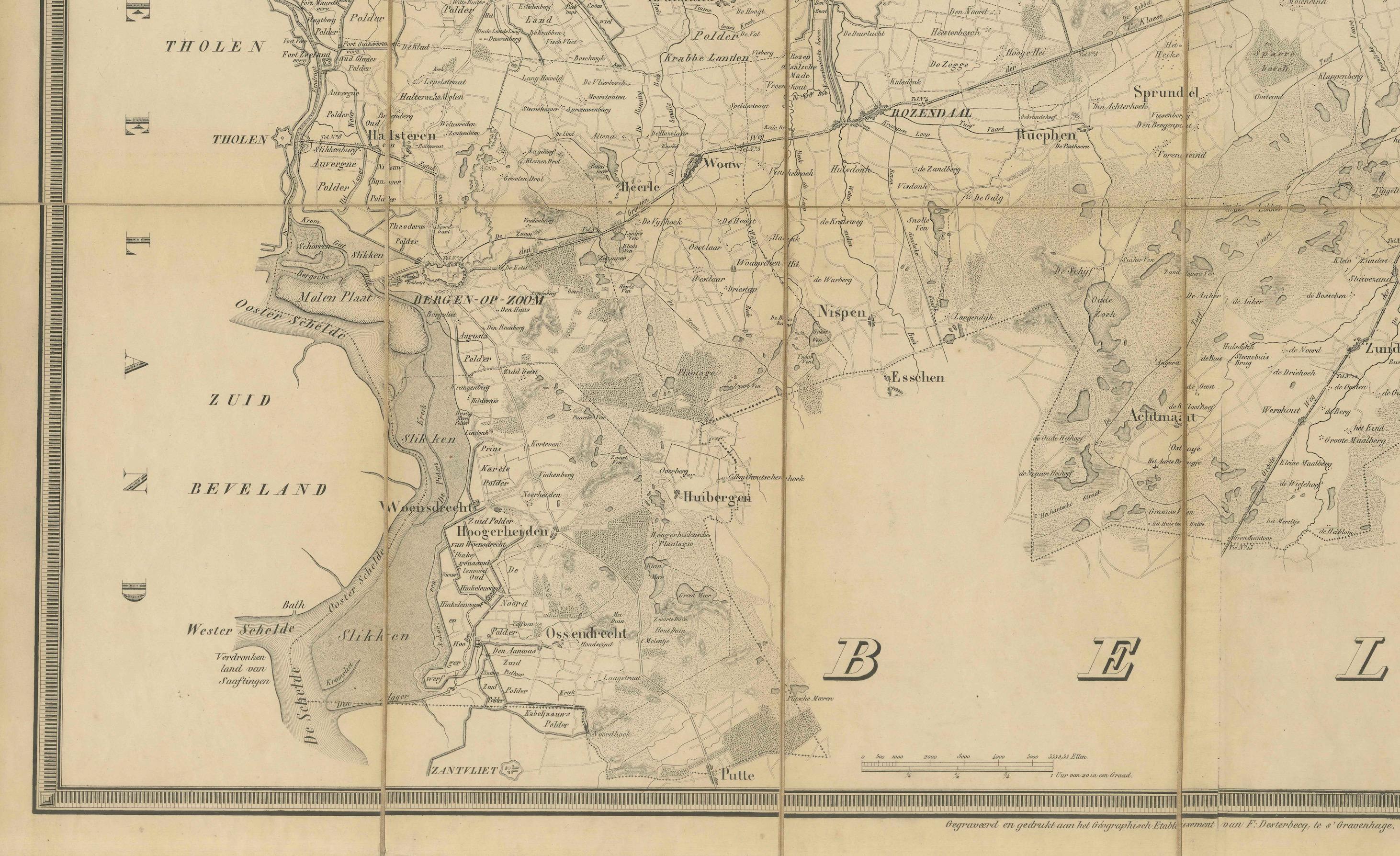 Breda North Brabant Map, Published in 1842 – Antique Dutch Folding Map For Sale 1