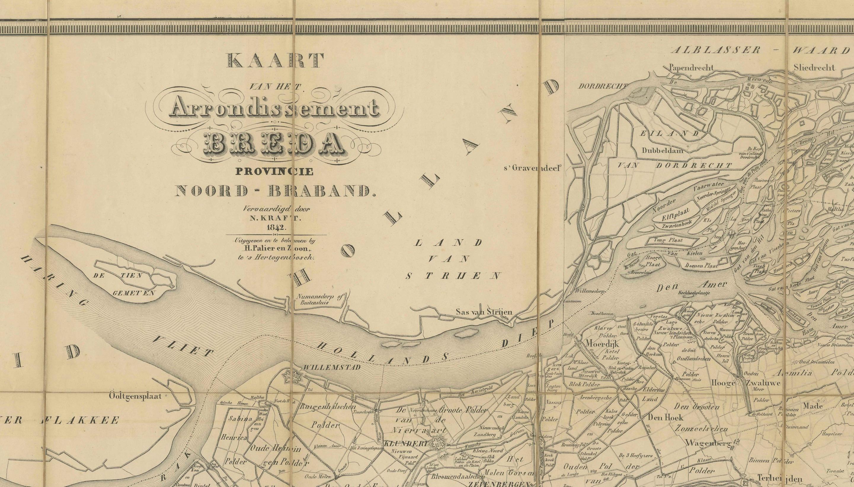 Breda North Brabant Map, Published in 1842 – Antique Dutch Folding Map For Sale 3