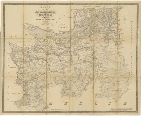 Breda North Brabant Map, Published in 1842 – Antique Dutch Folding Map