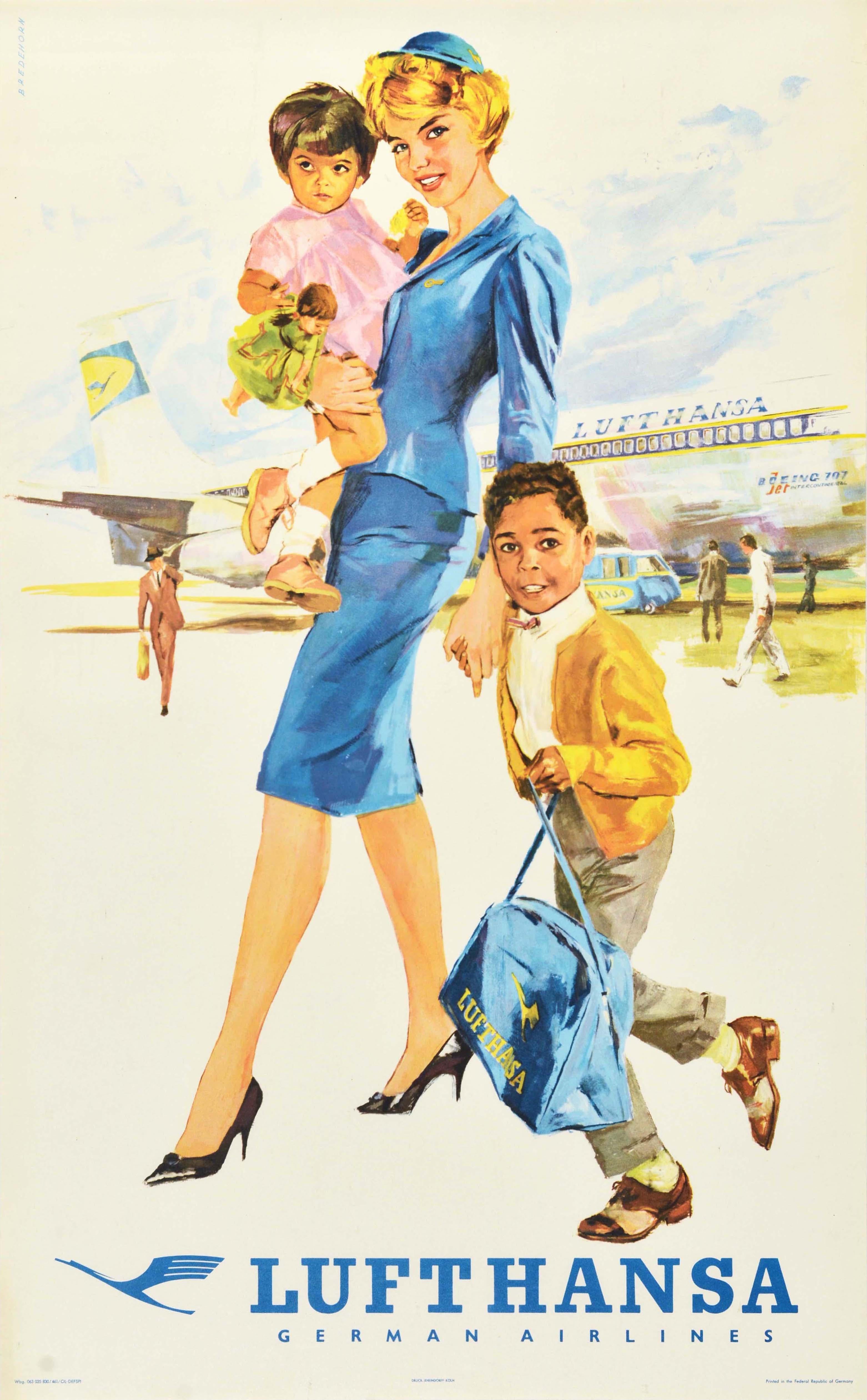 Bredehorn Print - Original Vintage Travel Poster Lufthansa German Airlines Children Flying Alone