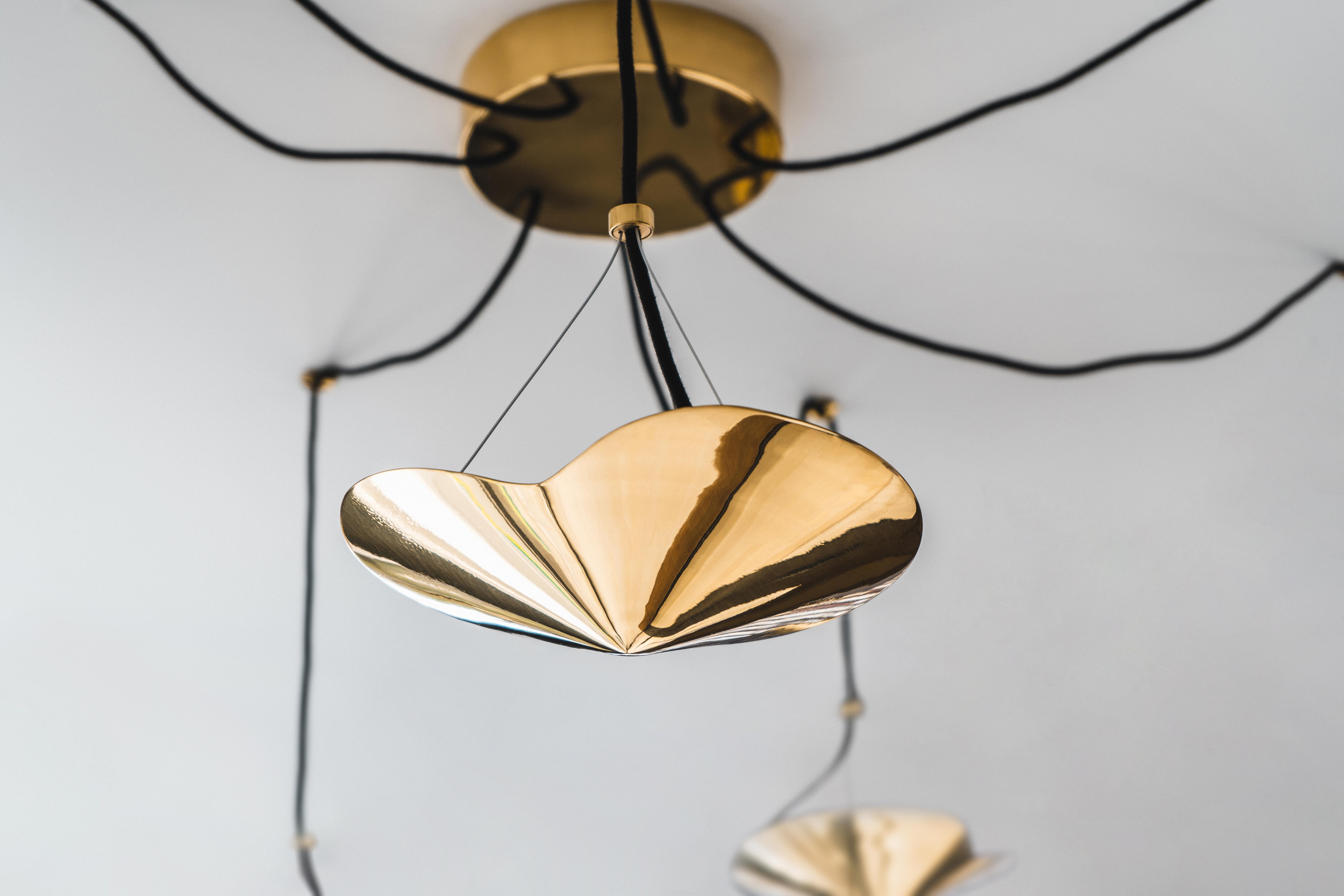 Portuguese Breeze Suspension Lamp, hancrafted in Porto with Brass For Sale