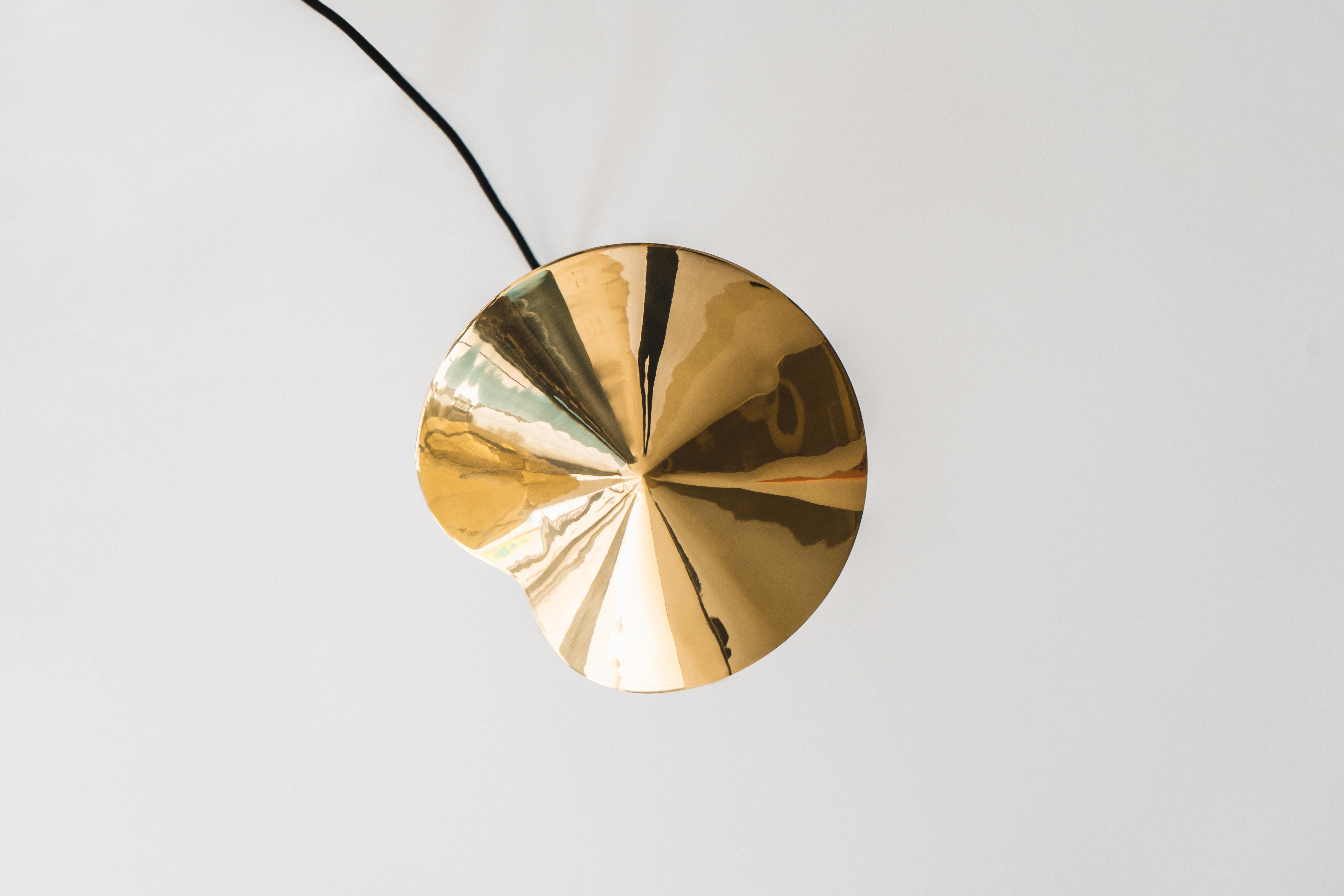 Polished Breeze Suspension Lamp, hancrafted in Porto with Brass For Sale