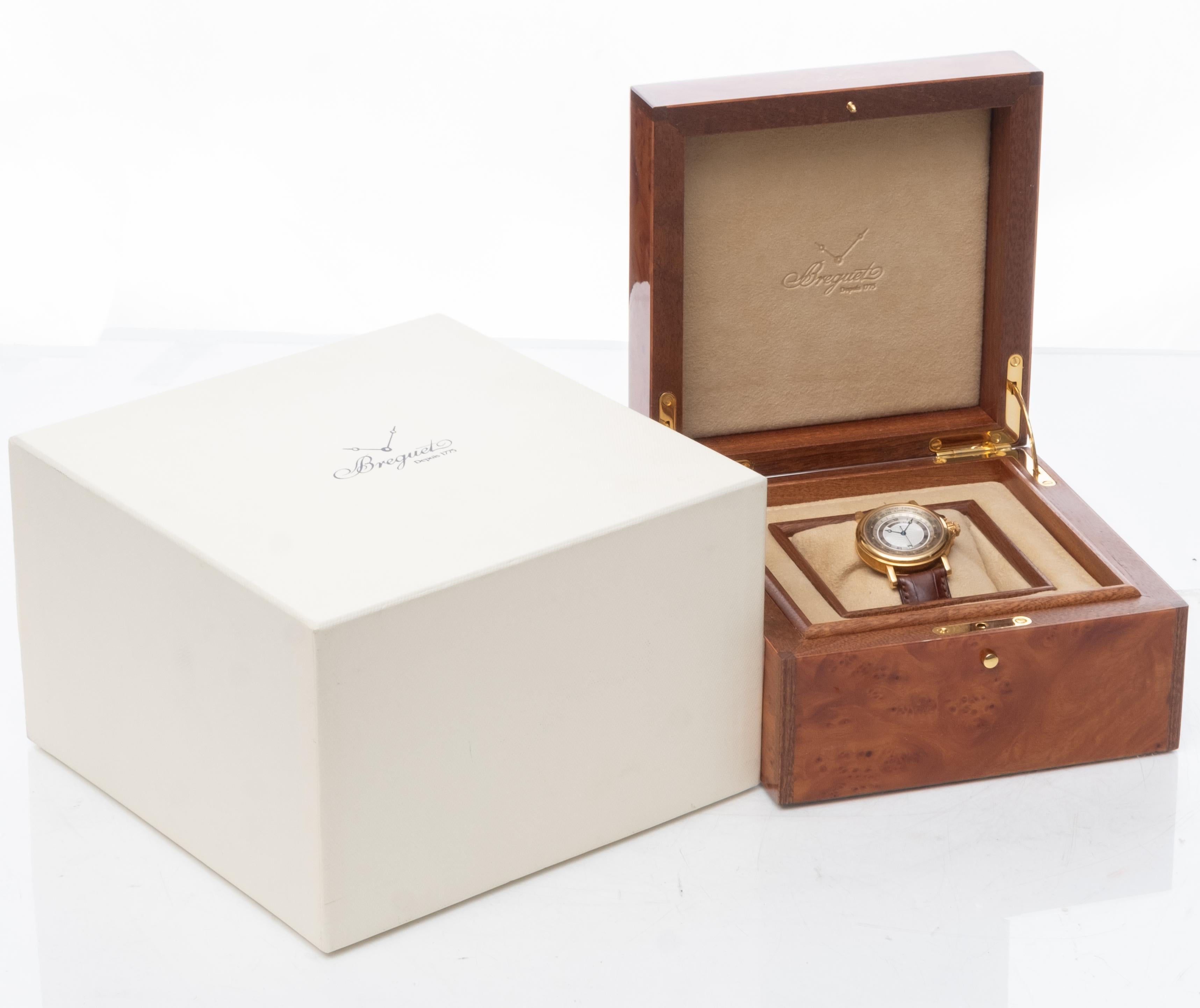 Breguet 18 Karat Gold Automatik-Weltzeit-Armbanduhr im Zustand „Gut“ im Angebot in Kingston, NY
