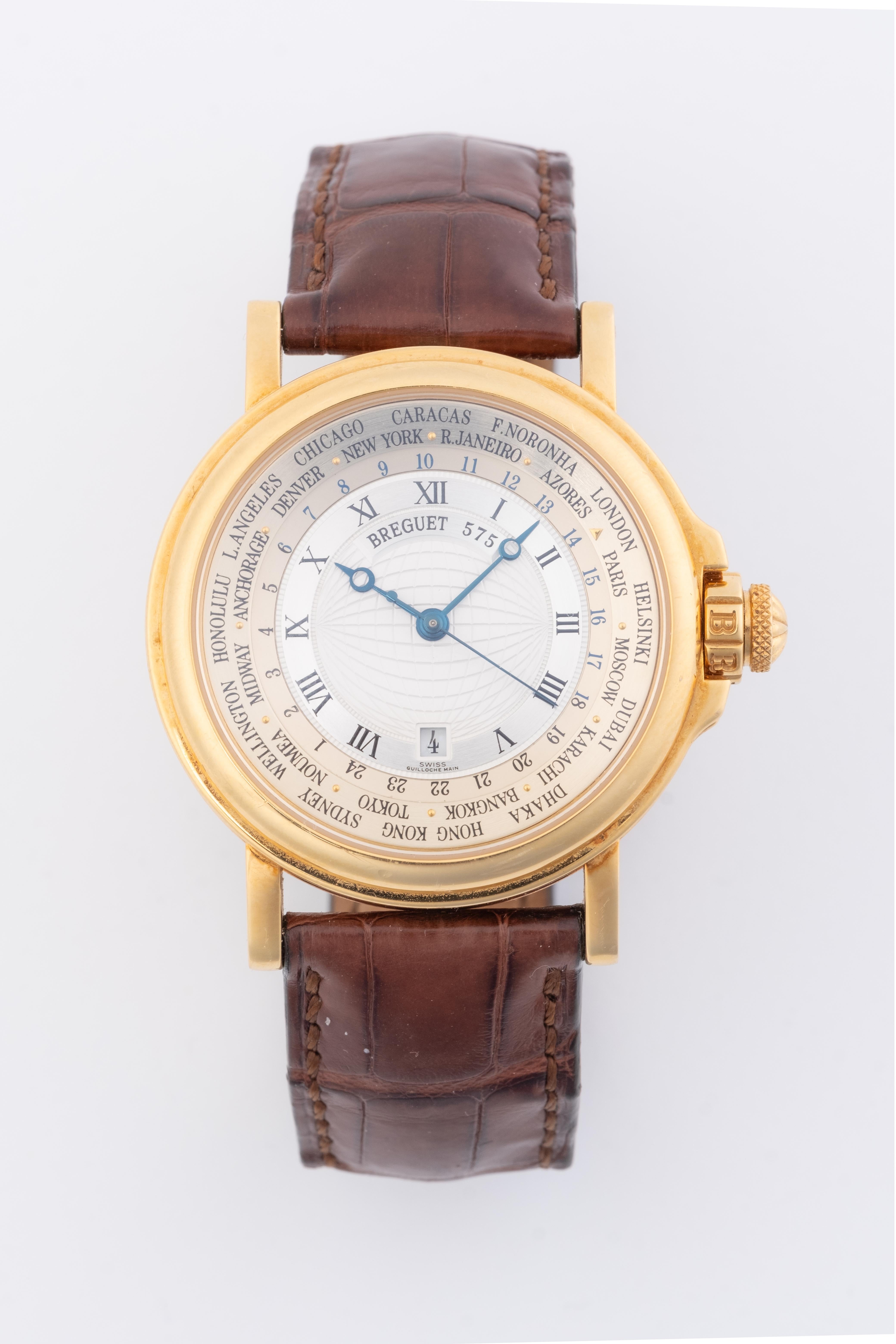 Breguet 18 Karat Gold Automatik-Weltzeit-Armbanduhr Herren im Angebot