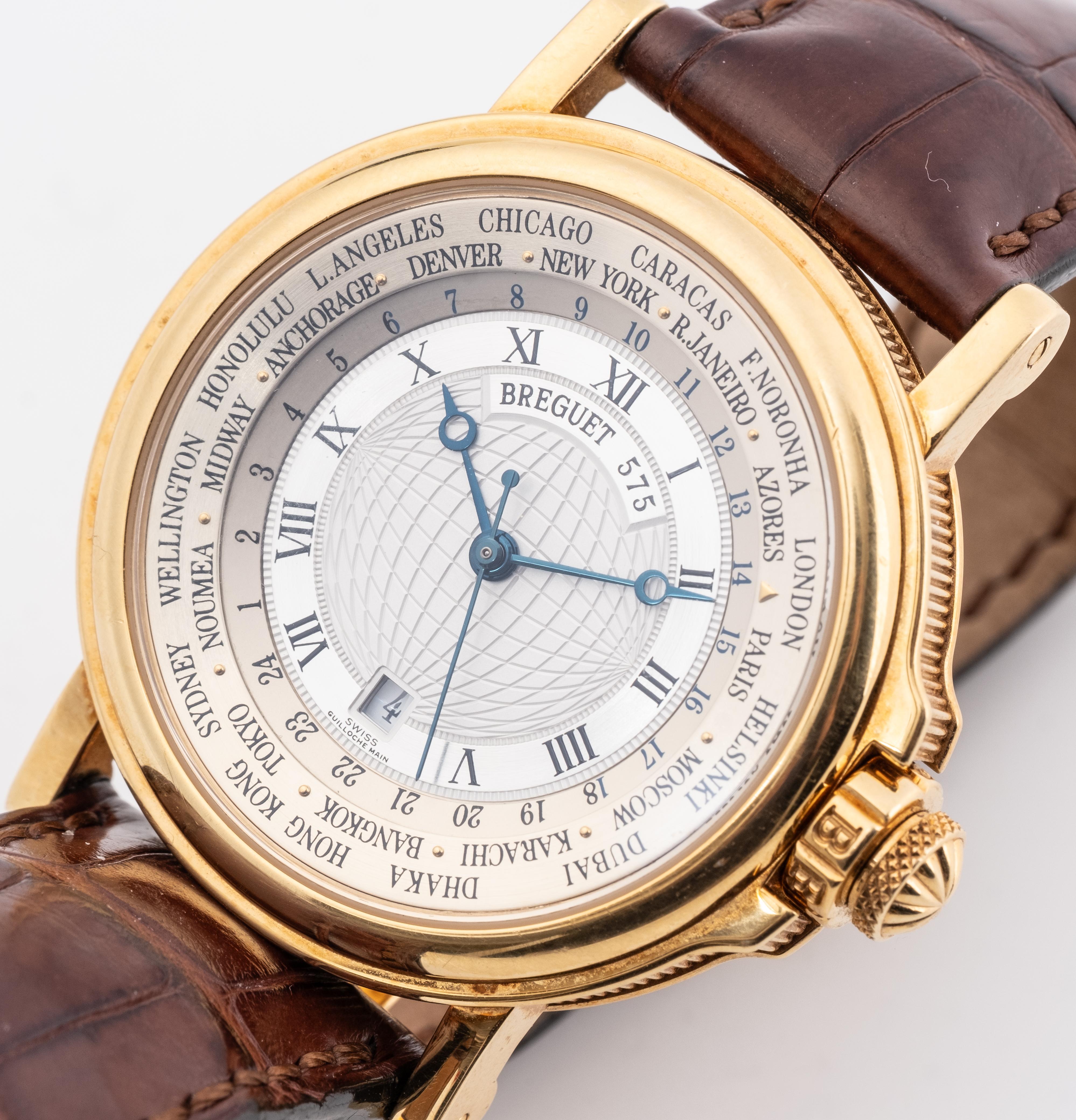 Breguet Montre-bracelet Worldtime automatique en or 18 carats en vente 4