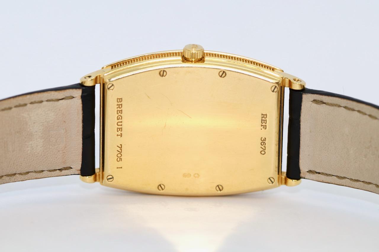BREGUET, 18K GOLD TONNEAU-SHAPED WATCH, REF. 3670, Automatic For Sale 5
