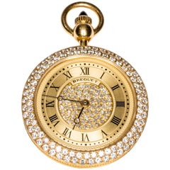 Breguet 18K Yellow Gold Diamond Wind Movement Pocket Pendant Watch