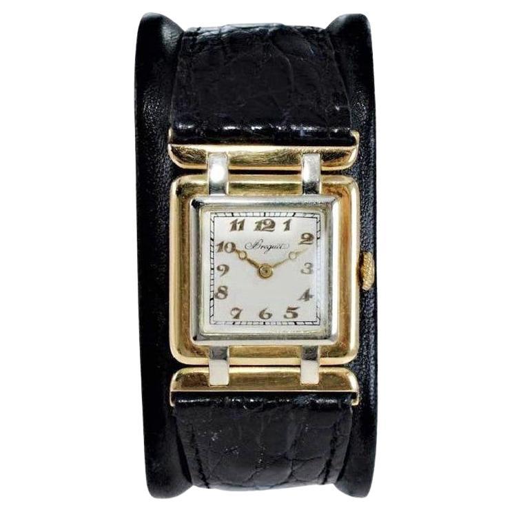 Breguet 18Kt. Yellow and White Gold Art Deco Watch with Articulated Lugs, 1930's For Sale 2