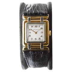 Breguet 18Kt. Art-Déco-Uhr aus Gelb- und Weißgold mit gegliederten Bandanstößen, 1930er Jahre