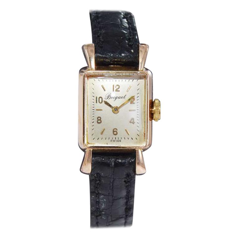 Breguet 18kt Yellow Gold Art Deco Style Manual Winding Watch, Circa 1950's For Sale