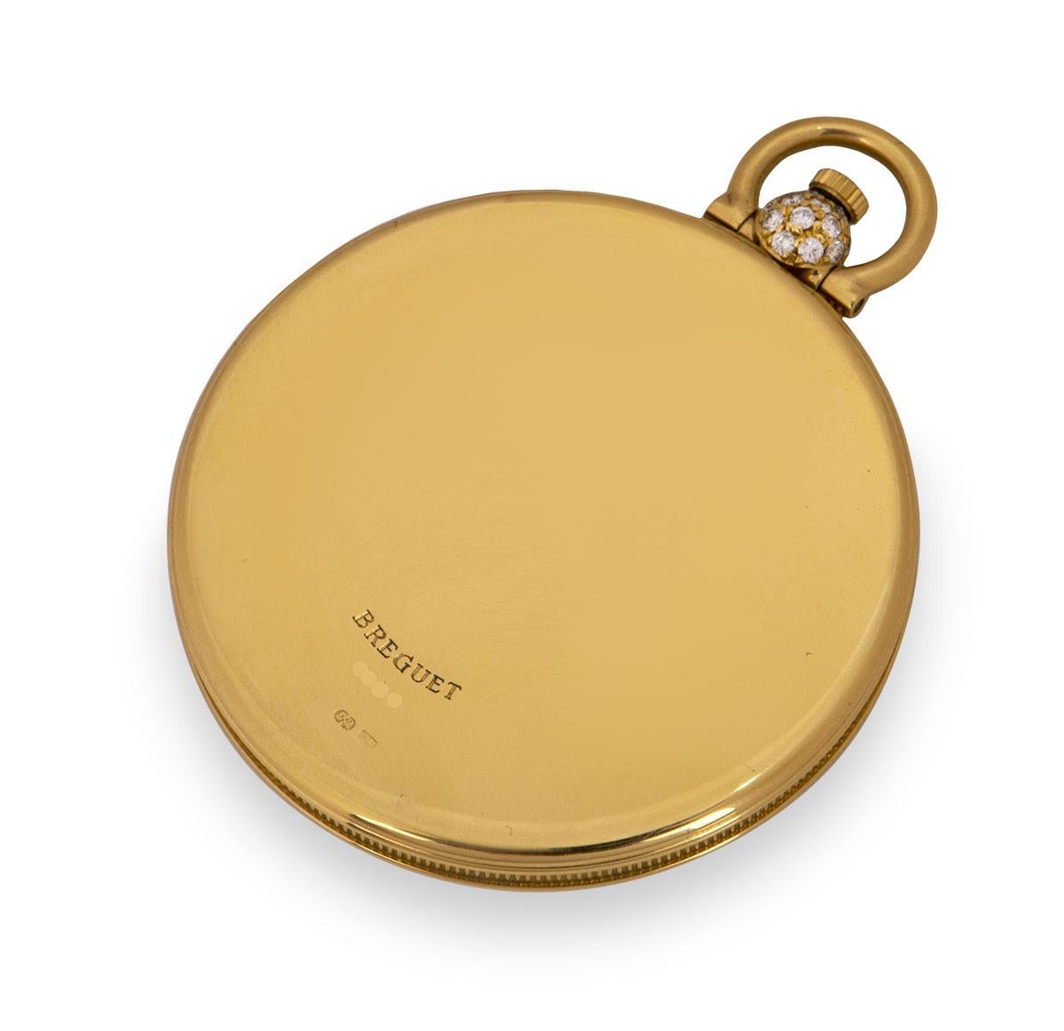 Men's Breguet. A Yellow Gold Onyx Centre Pave Diamond Set Dial Pocket Watch C1980