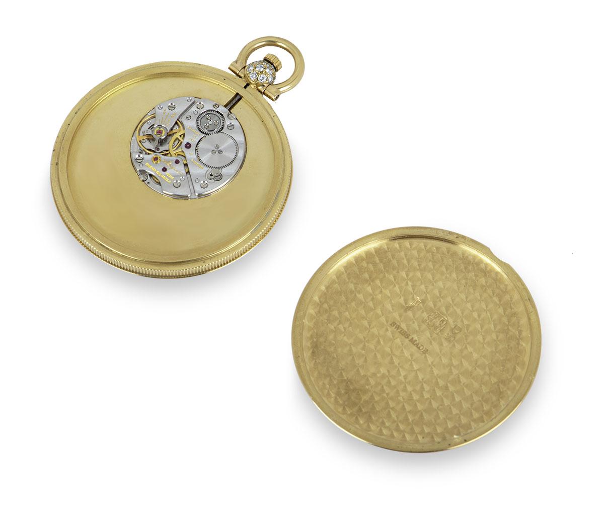Breguet. A Yellow Gold Onyx Centre Pave Diamond Set Dial Pocket Watch C1980 1