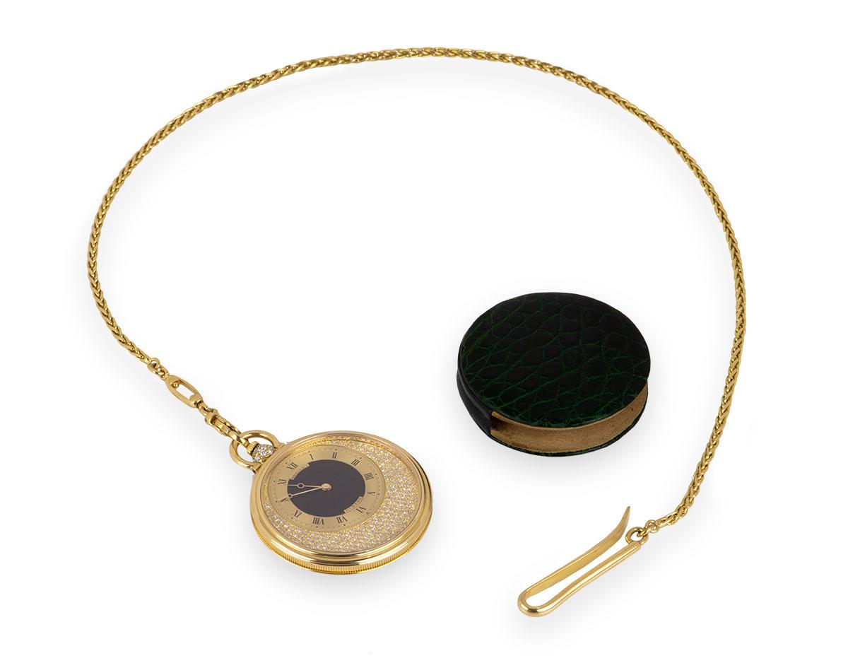 Breguet. A Yellow Gold Onyx Centre Pave Diamond Set Dial Pocket Watch C1980 2