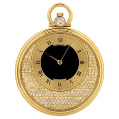 Breguet. Taschenuhr aus Gelbgold mit Onyx in der Mitte und Pavé-Diamantbesetztem Zifferblatt, C1980