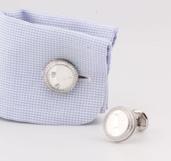 Breguet Cadran Guilloche Diamond 18k White Gold Cufflinks